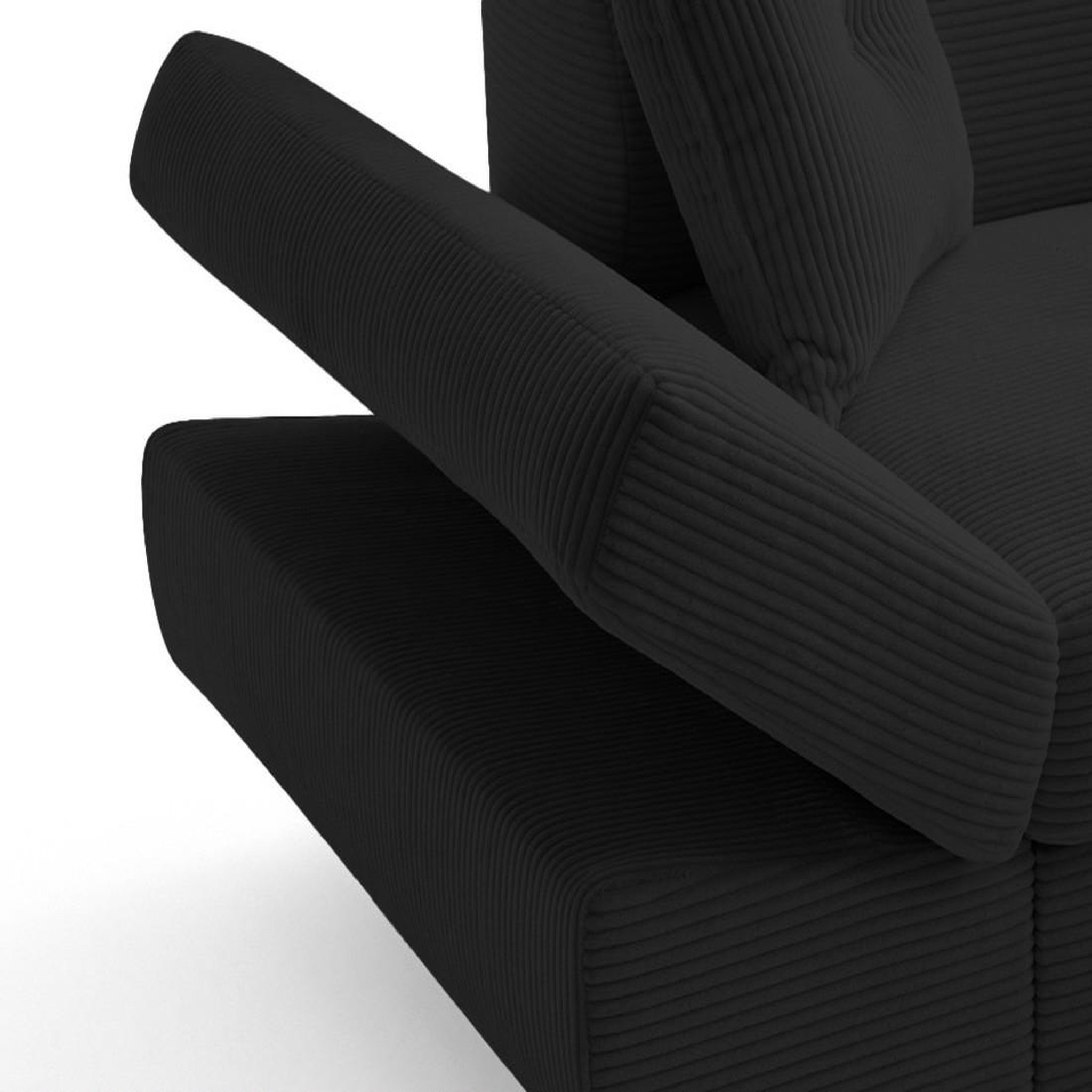 Voir la diapositive 4 : BEST MOBILIER Lisbona - canapé d'angle droit 5 places convertible avec têtières en velours côtelé