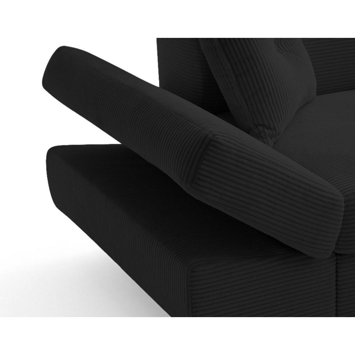 BEST MOBILIER Lisbona - canapé d'angle droit 5 places convertible avec têtières en velours côtelé