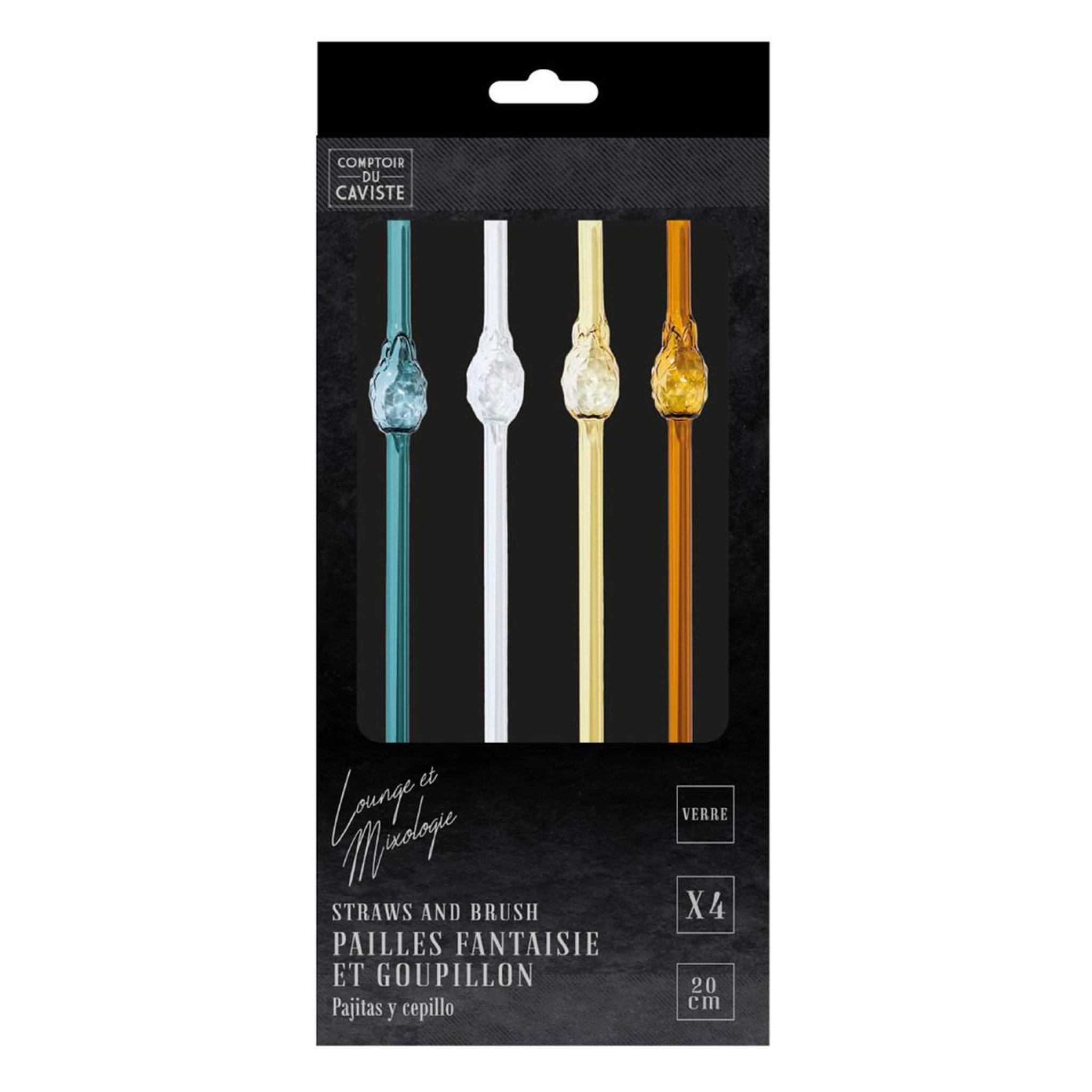Voir la diapositive 2 : COOK CONCEPT Lot de 4 pailles en verre  ananas  20cm multicolore