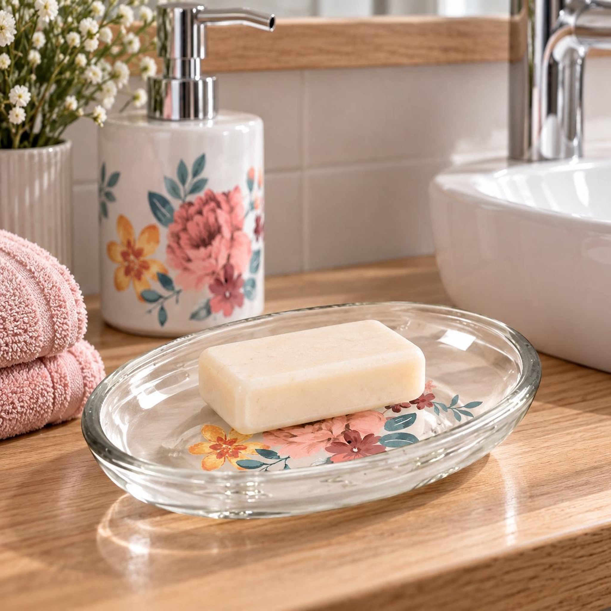 Voir la diapositive 2 : Eden Porte savon en verre jayana design et moderne