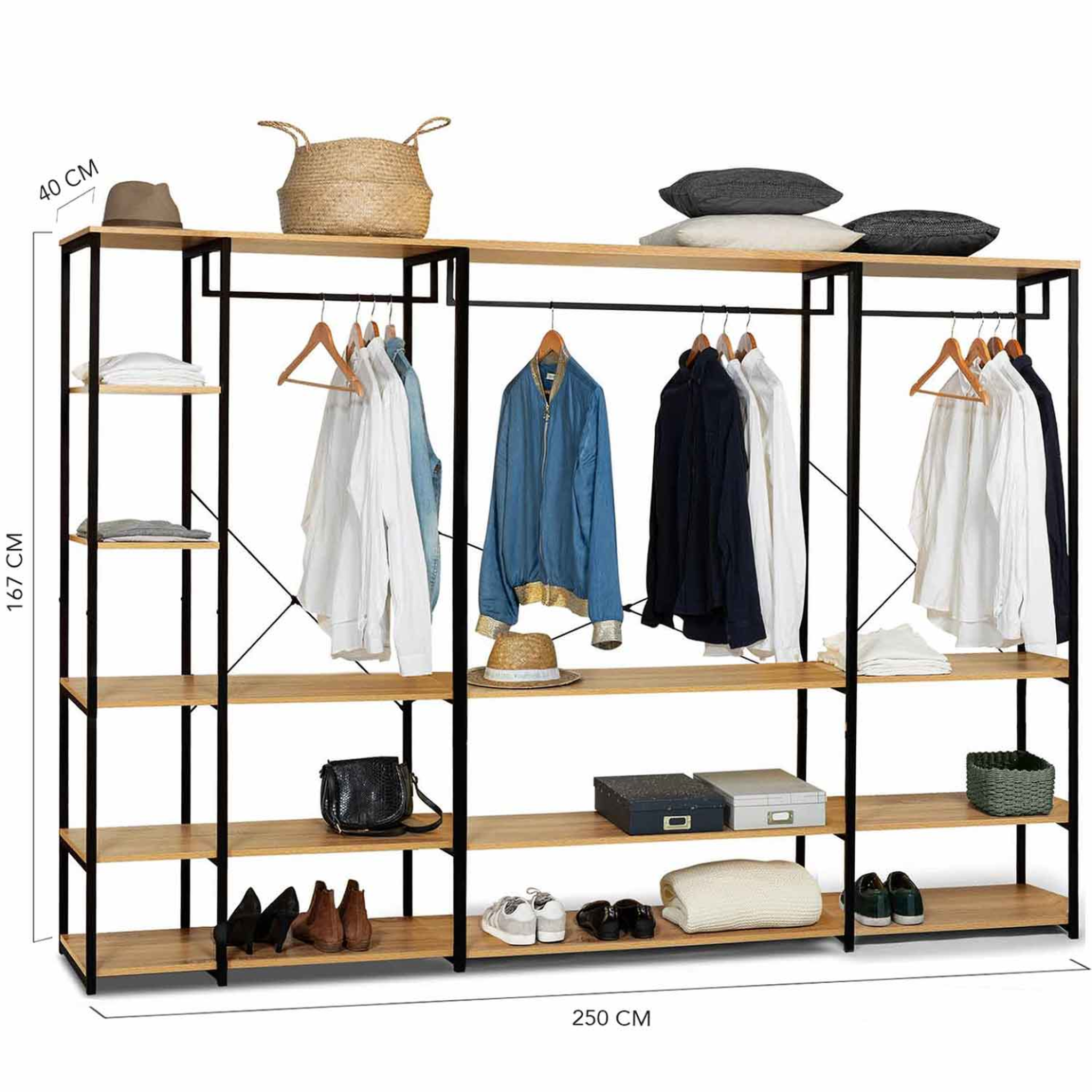Voir la diapositive 5 : ID MARKET Dressing modulable xxl grande capacité l. 250 cm detroit design industriel