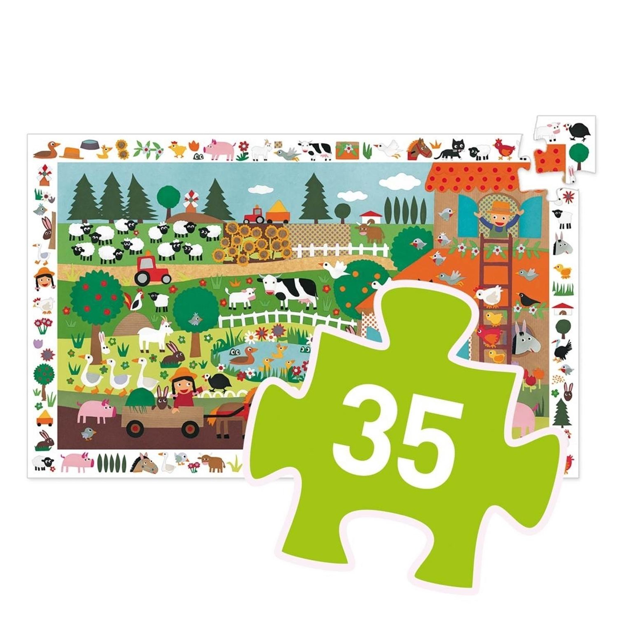 Voir la diapositive 5 : Djeco Puzzle observation la ferme 35 pieces