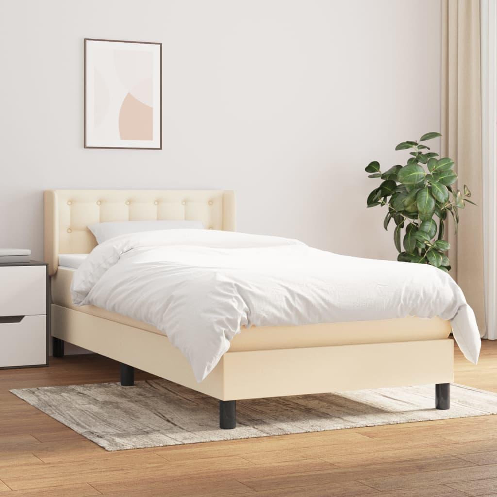 Voir la diapositive 2 : VIDAXL Sommier a lattes de lit avec matelas Creme 80x200 cm Tissu