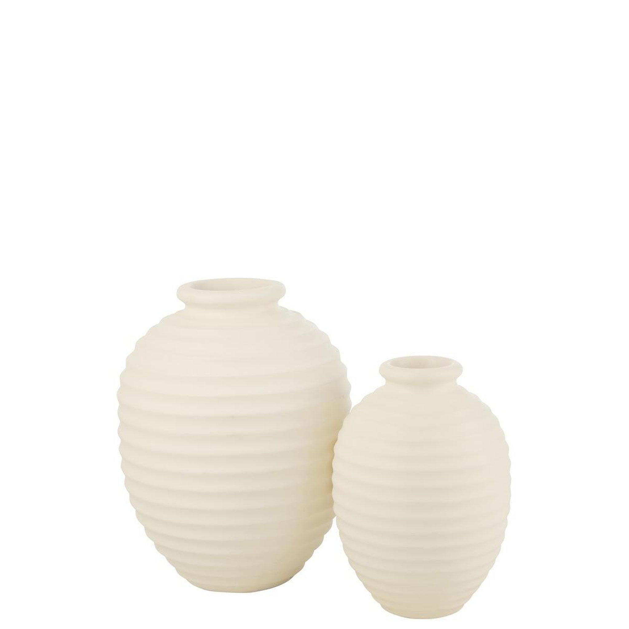 Voir la diapositive 2 : J-LINE Cache-pot oval en terre cuite  theron  66cm blanc