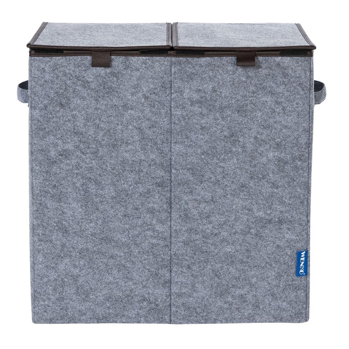 Wenko Double panier à linge en feutrine Scandi - L. 52 x H. 54 cm - Gris