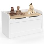 ID MARKET Banc coffre de rangement enfant LOGAN 60 cm en bois blanc et hêtre