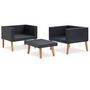 Voir la diapositive 4 : VIDAXL Salon de jardin 3 pcs avec coussins Resine tressee Noir