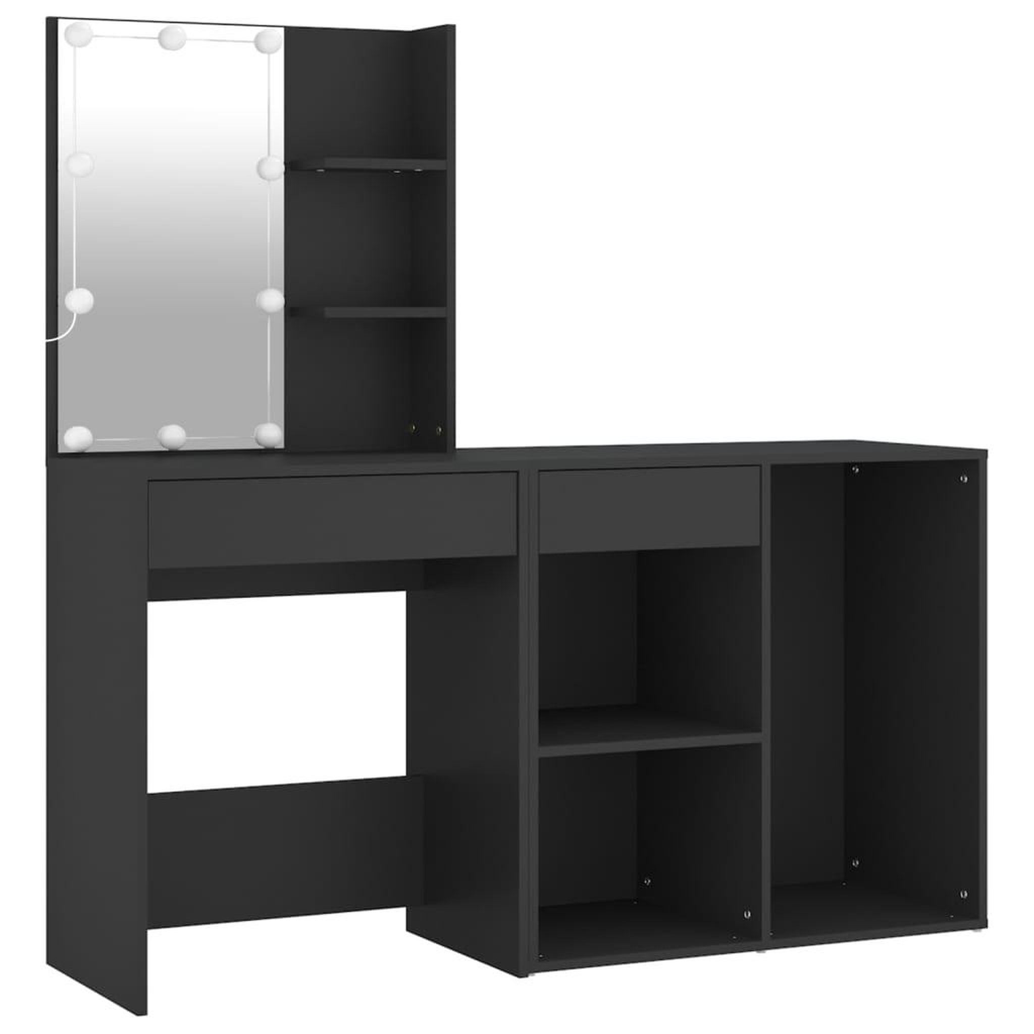 Voir la diapositive 2 : VIDAXL Coiffeuse a LED avec armoire noir bois d'ingenierie