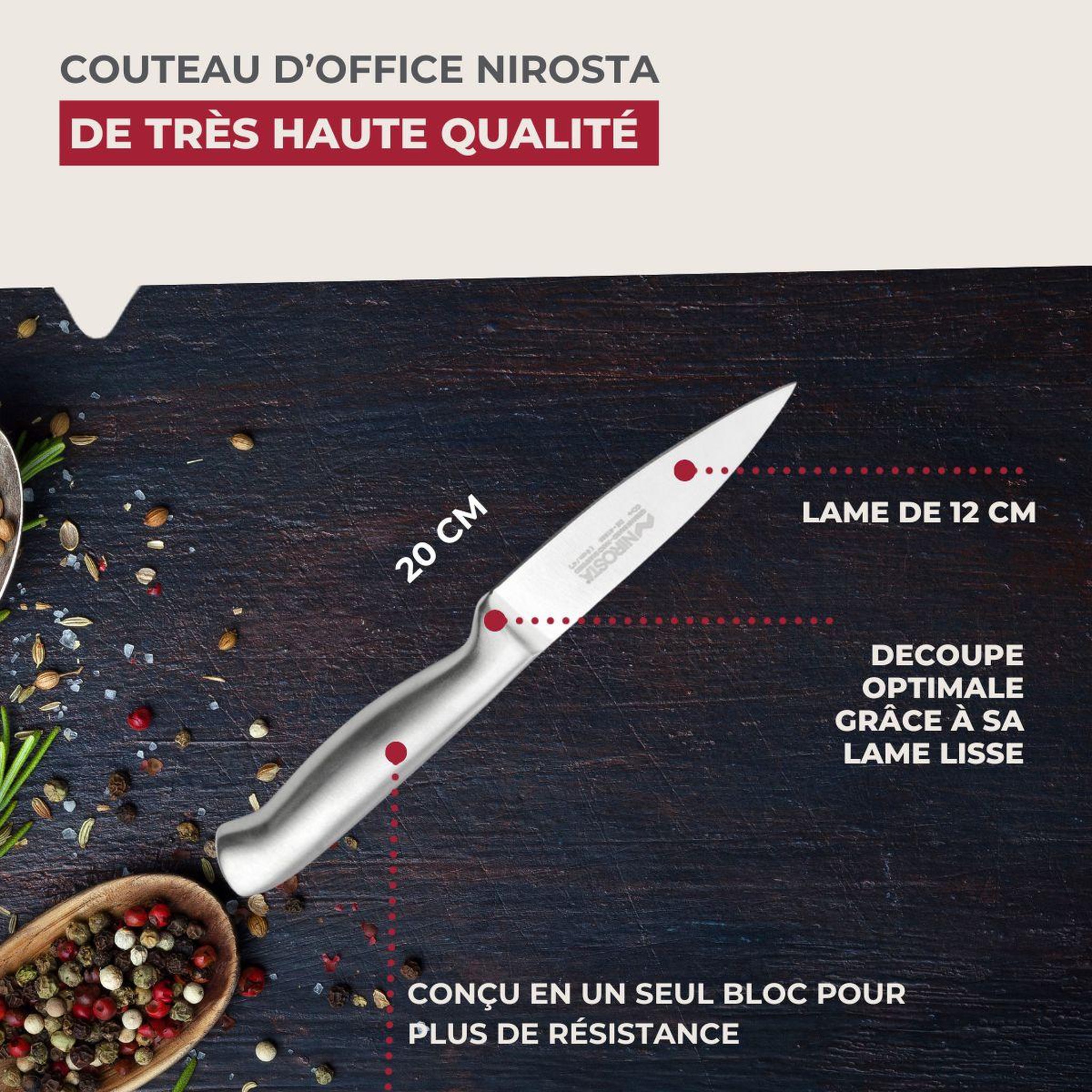 Voir la diapositive 3 : NIROSTA Ensemble de 6 couteaux d'office en inox 20 cm en tout nirosta star