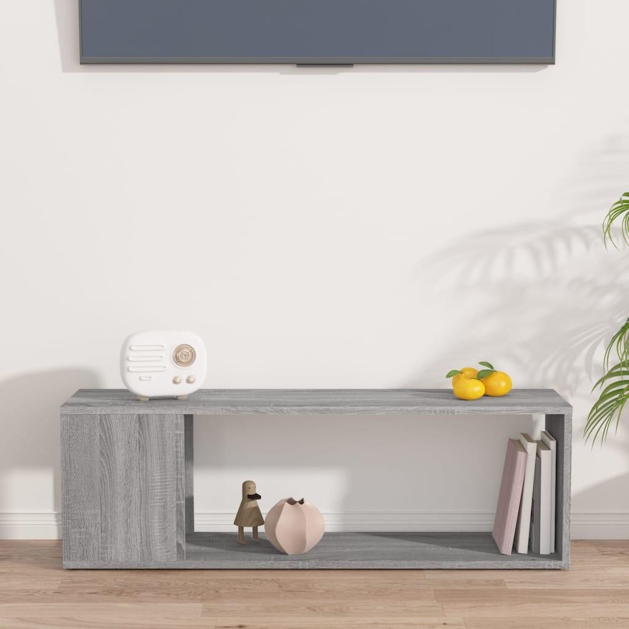 Voir la diapositive 3 : VIDAXL Meuble TV Sonoma gris 100x24x32 cm Bois d'ingenierie