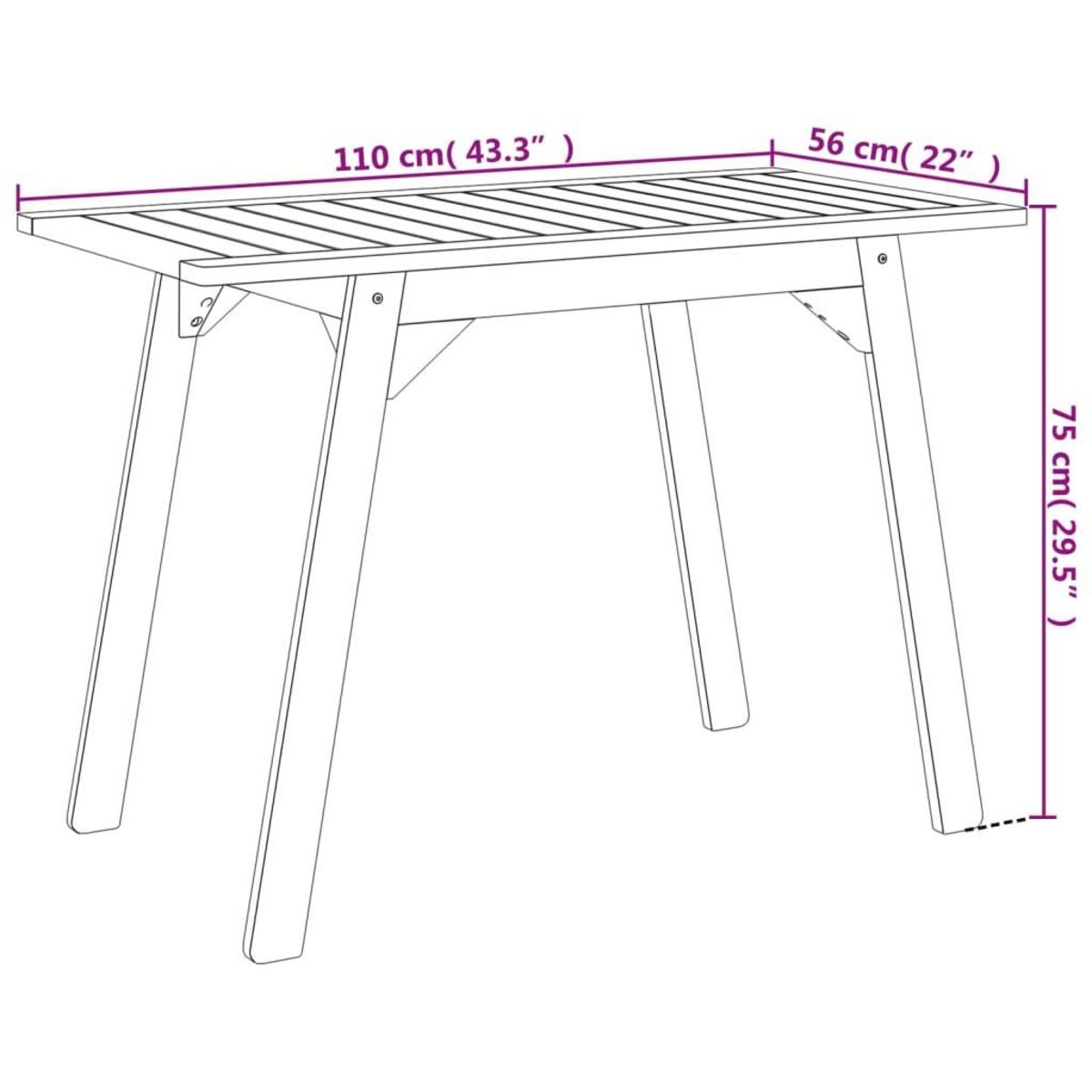 VIDAXL Table a manger de jardin 110x56x75 cm bois massif d'acacia