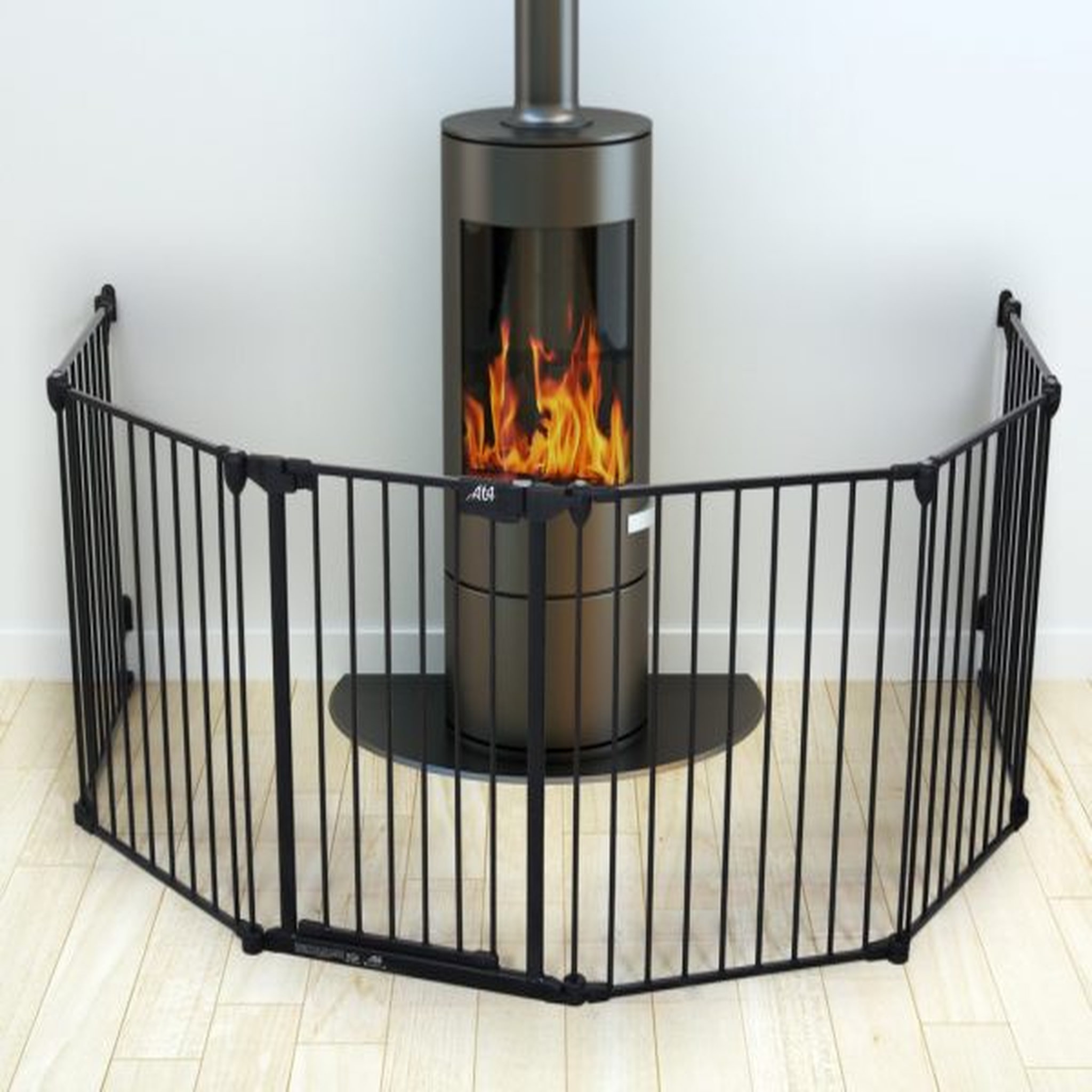 Voir la diapositive 2 : AT4 Barrière de sécurité pare-feu en métal noir 240 cm