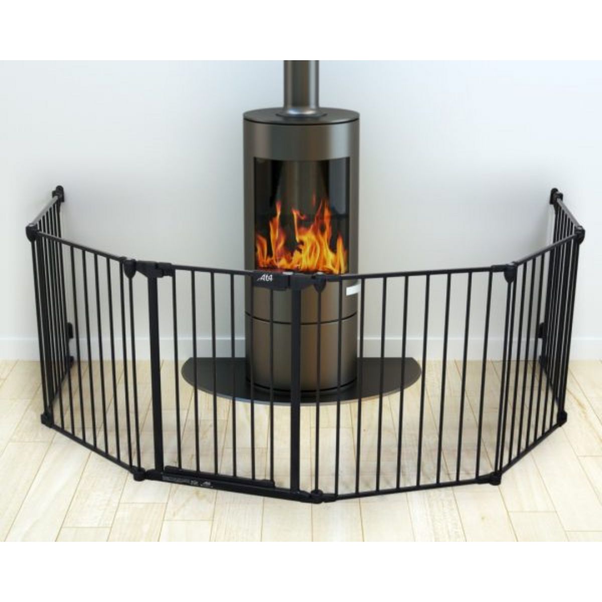 AT4 Barrière de sécurité pare-feu en métal noir 240 cm