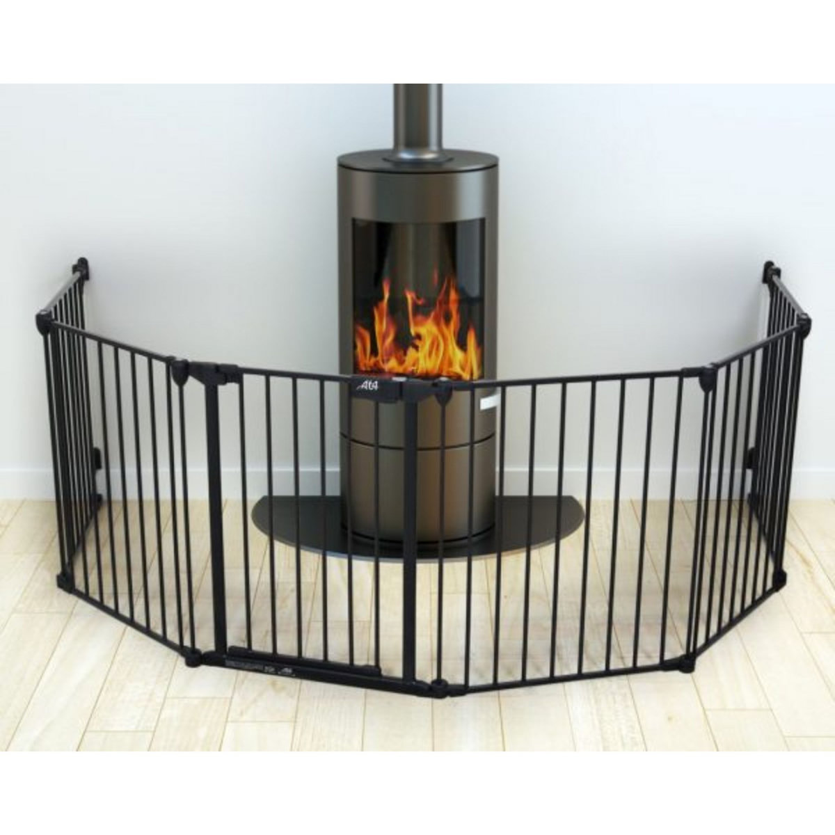 AT4 Barrière de sécurité pare-feu en métal noir 240 cm