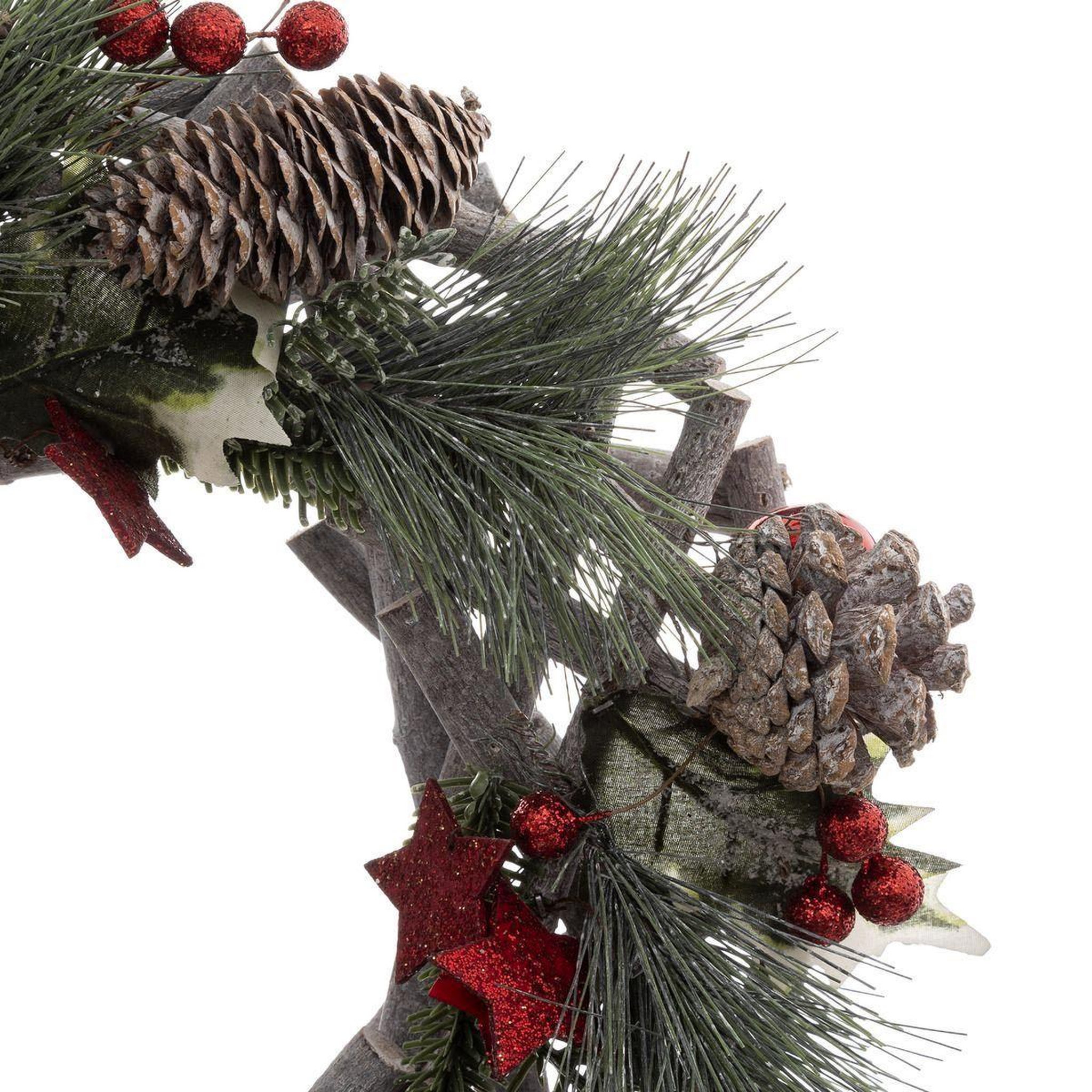 Voir la diapositive 2 : ATMOSPHERA Couronne de noël déco  soir  32cm vert & naturel