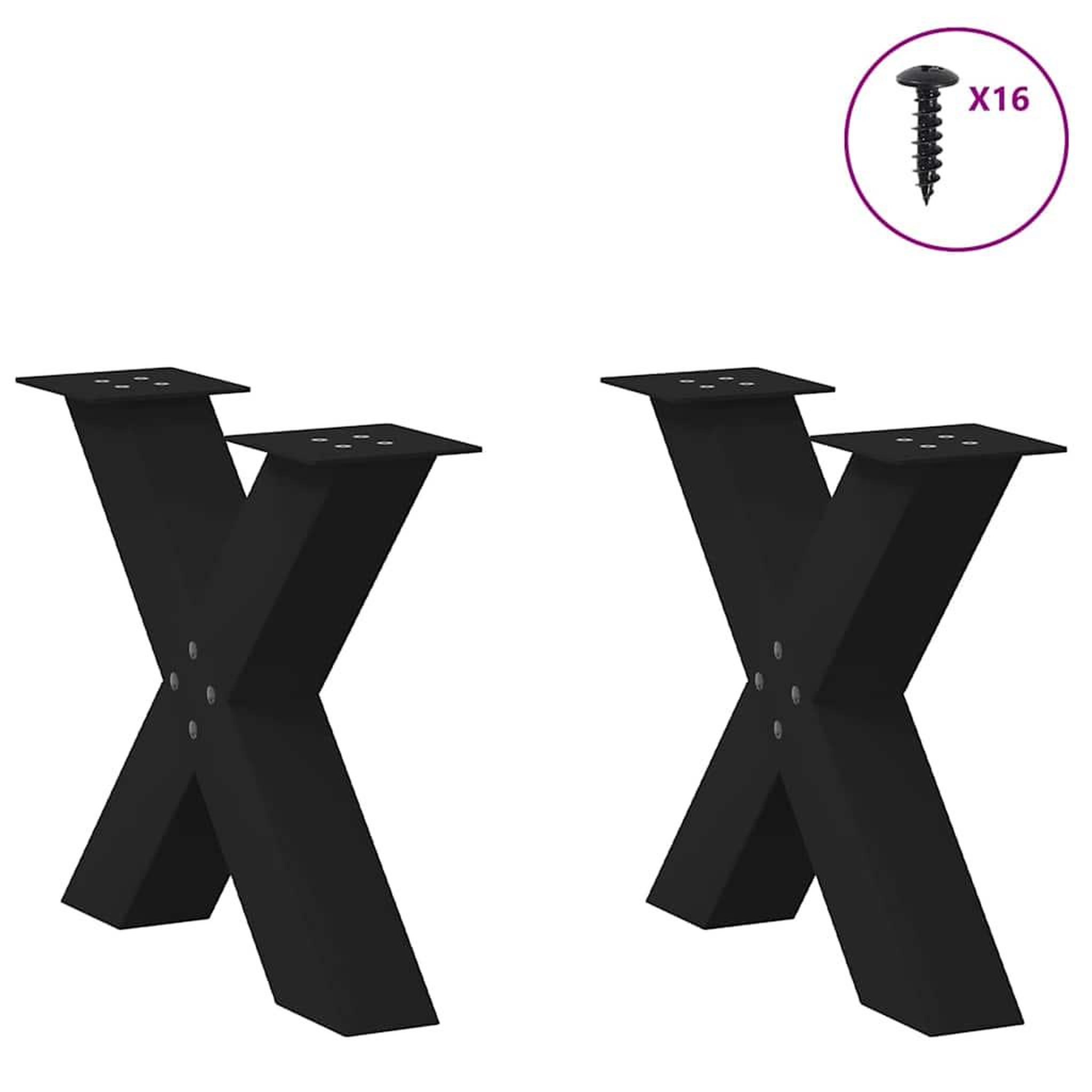 Voir la diapositive 3 : VIDAXL Pieds de table basse forme de X 2 pcs noir 60x(42-43) cm acier