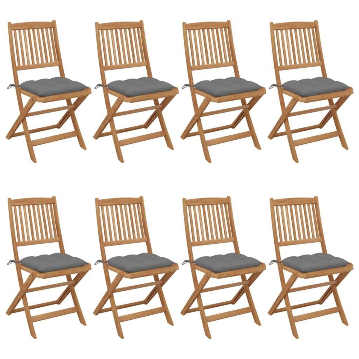 VIDAXL Chaises pliables de jardin lot de 8 avec coussins Bois d'acacia