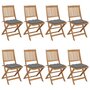 Voir la diapositive 1 : VIDAXL Chaises pliables de jardin lot de 8 avec coussins Bois d'acacia