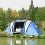 Voir la diapositive 4 : OUTSUNNY Tente de camping familiale 4-5 pers. 2 chambres 3 fenêtres sac bleu