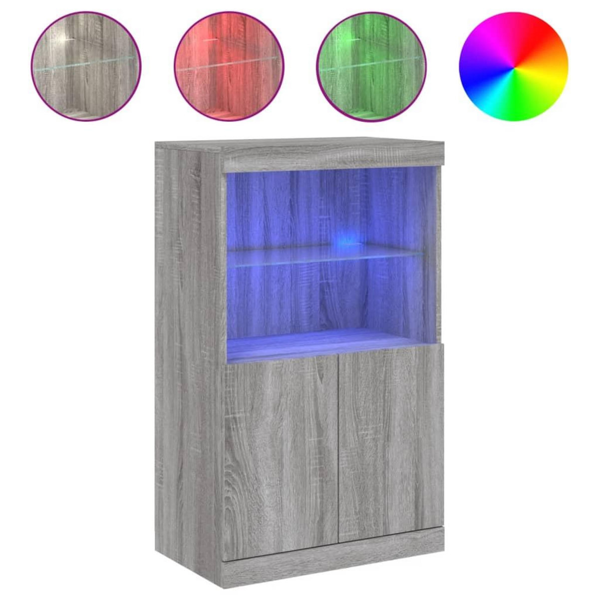 VIDAXL Buffet avec lumieres LED sonoma gris 60,5x37x100 cm