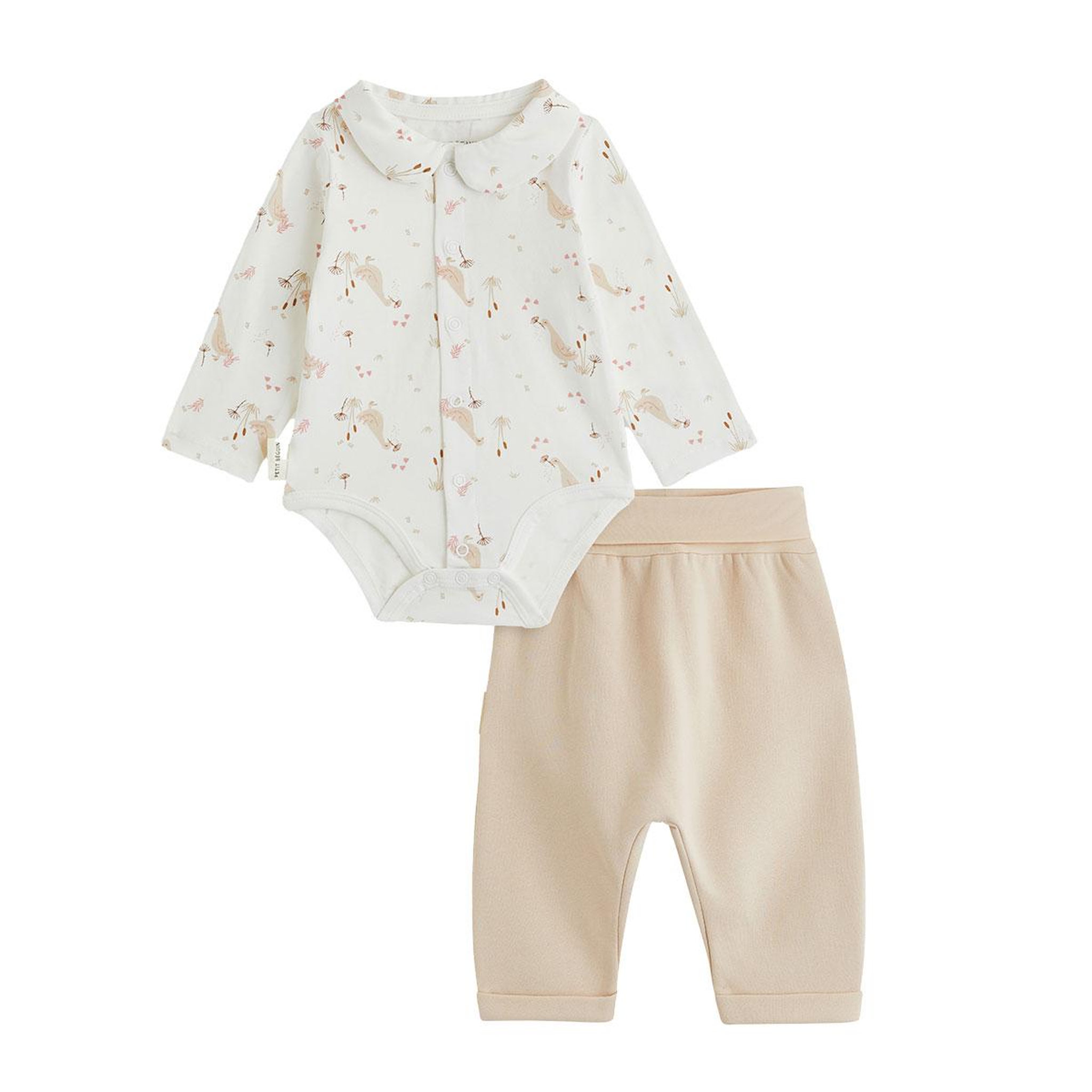 PETIT BEGUIN Ensemble body bébé et pantalon en molleton Margot. Coloris disponibles : Rose