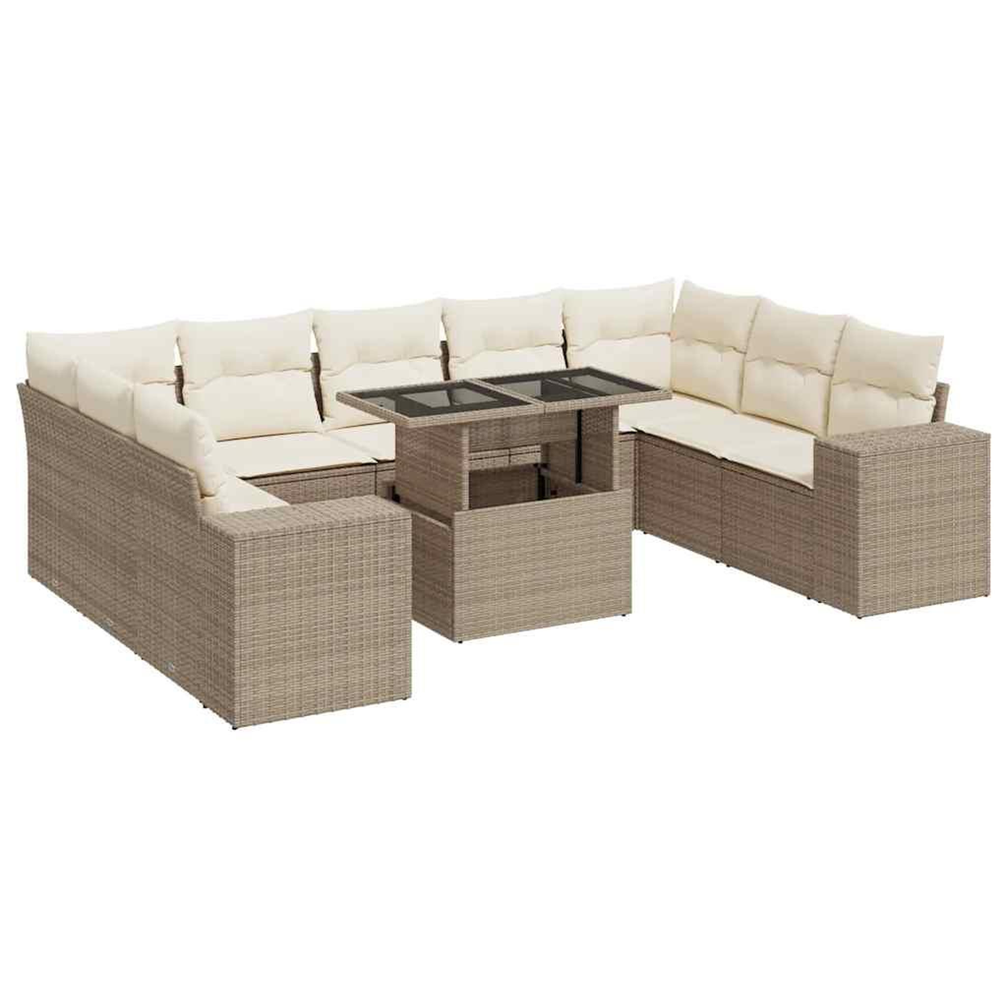 Voir la diapositive 2 : VIDAXL Salon de jardin avec coussins 10 pcs beige resine tressee