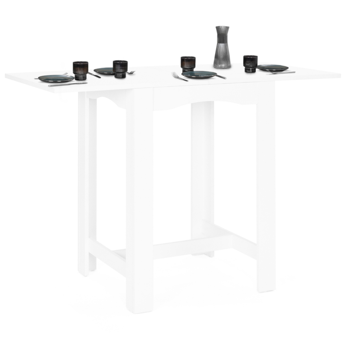 ID MARKET Table haute de bar extensible DONA 2 à 4 personnes blanche 65-130 cm