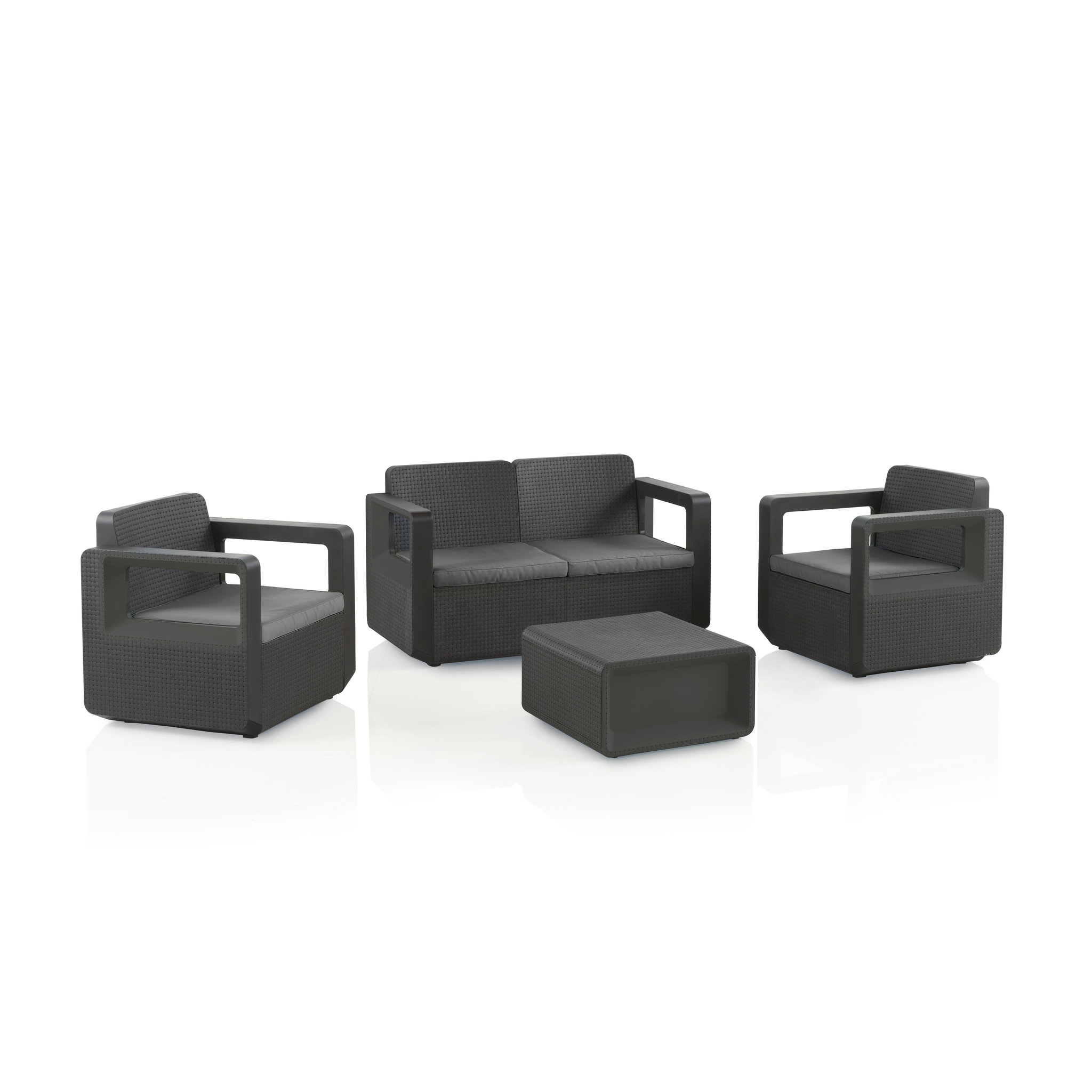 Voir la diapositive 1 : CONCEPT USINE Salon de jardin design résine tressée injectée anthracite futura