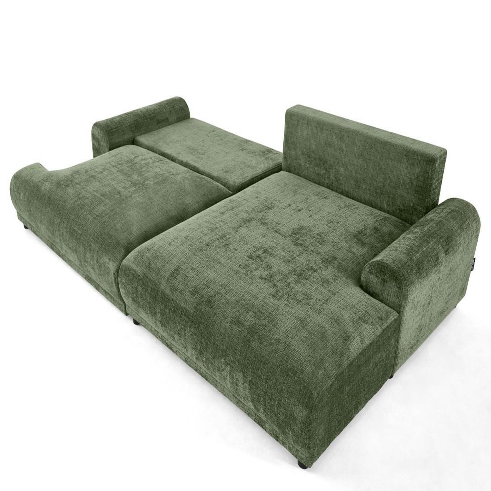 Voir la diapositive 2 : BEST MOBILIER Nelly - canapé d'angle droit 4 places convertible avec coffre en velours texturé