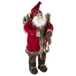 FEERIC LIGHT & CHRISTMAS Décoration de Noël d'intérieur Père Noël traditionnel - Hauteur 124 cm - Rouge, blanc et marron.