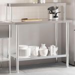 VIDAXL Table de travail de cuisine avec etagere 110x55x120 cm inox