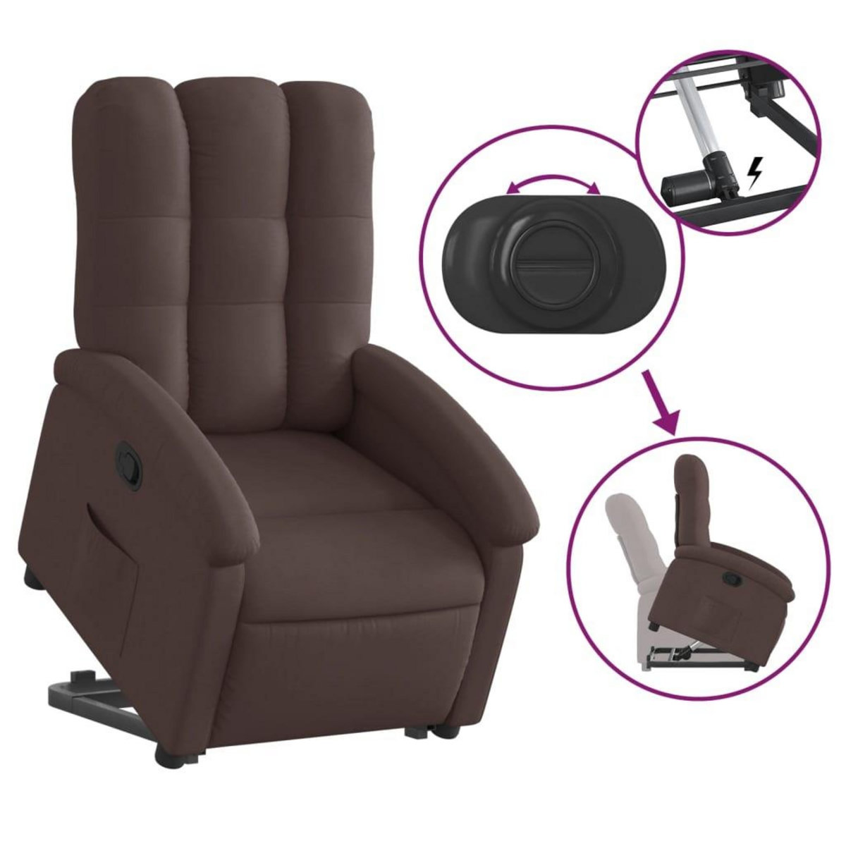 VIDAXL Fauteuil inclinable marron fonce tissu