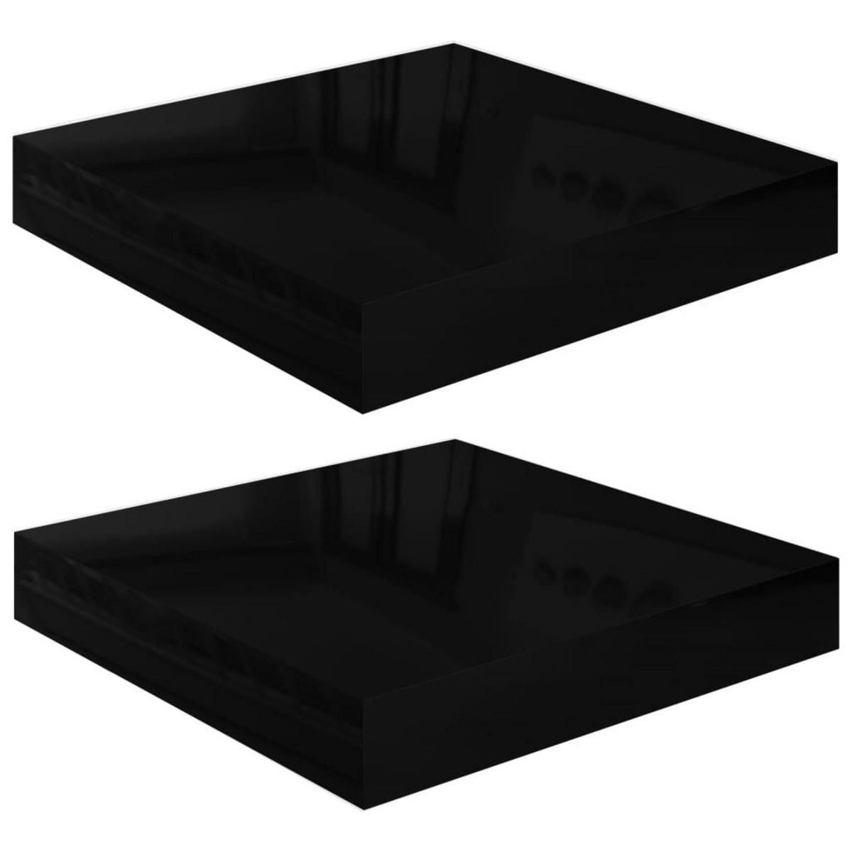 VIDAXL Etagere murale flottante 2 pcs Noir brillant 23x23,5x3,8 cm MDF