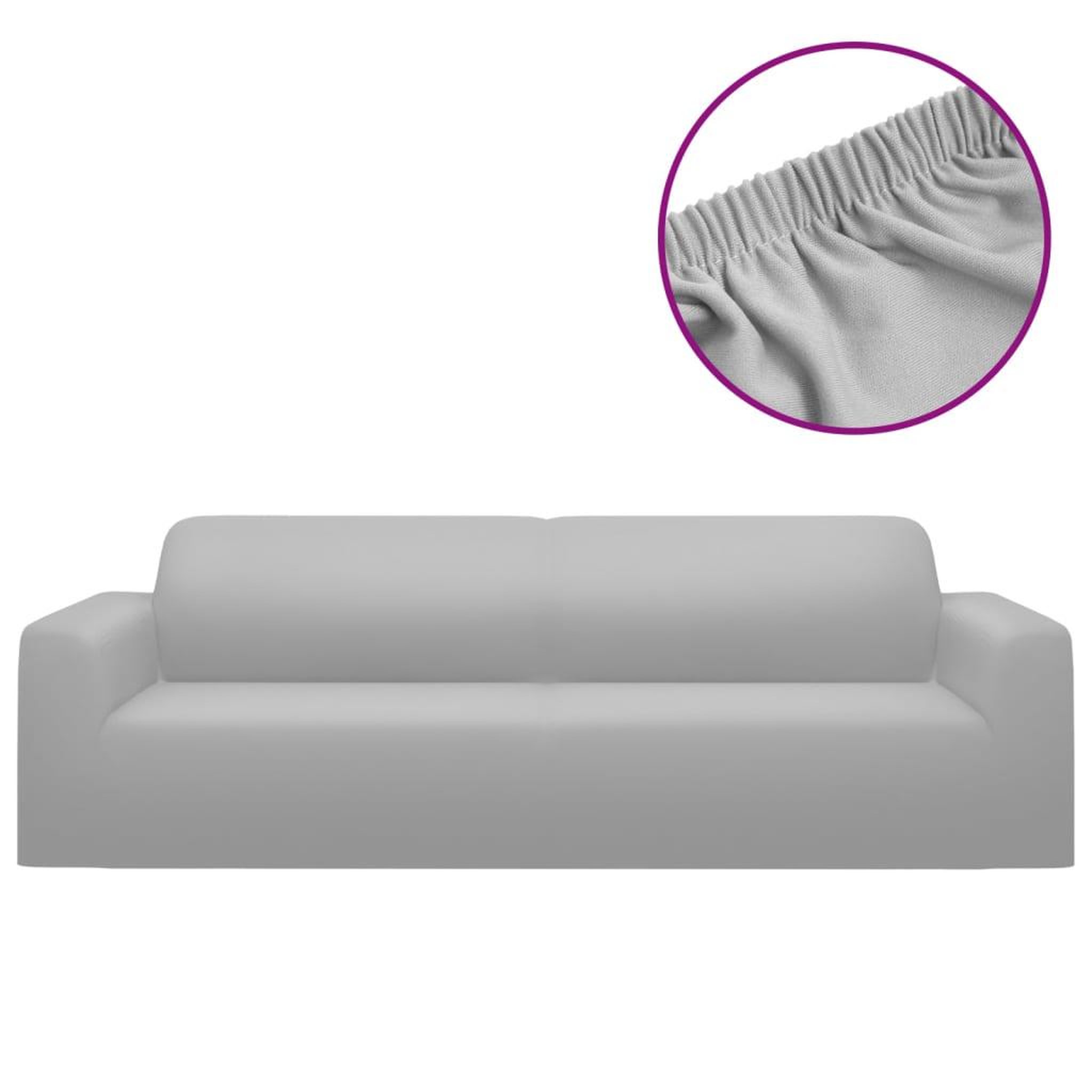 Voir la diapositive 2 : VIDAXL Housse extensible de canape 2 places Gris Jersey de polyester