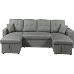 Habitat et Jardin Canapé d'angle panoramique convertible en tissu  Axel  - 4 places - Gris