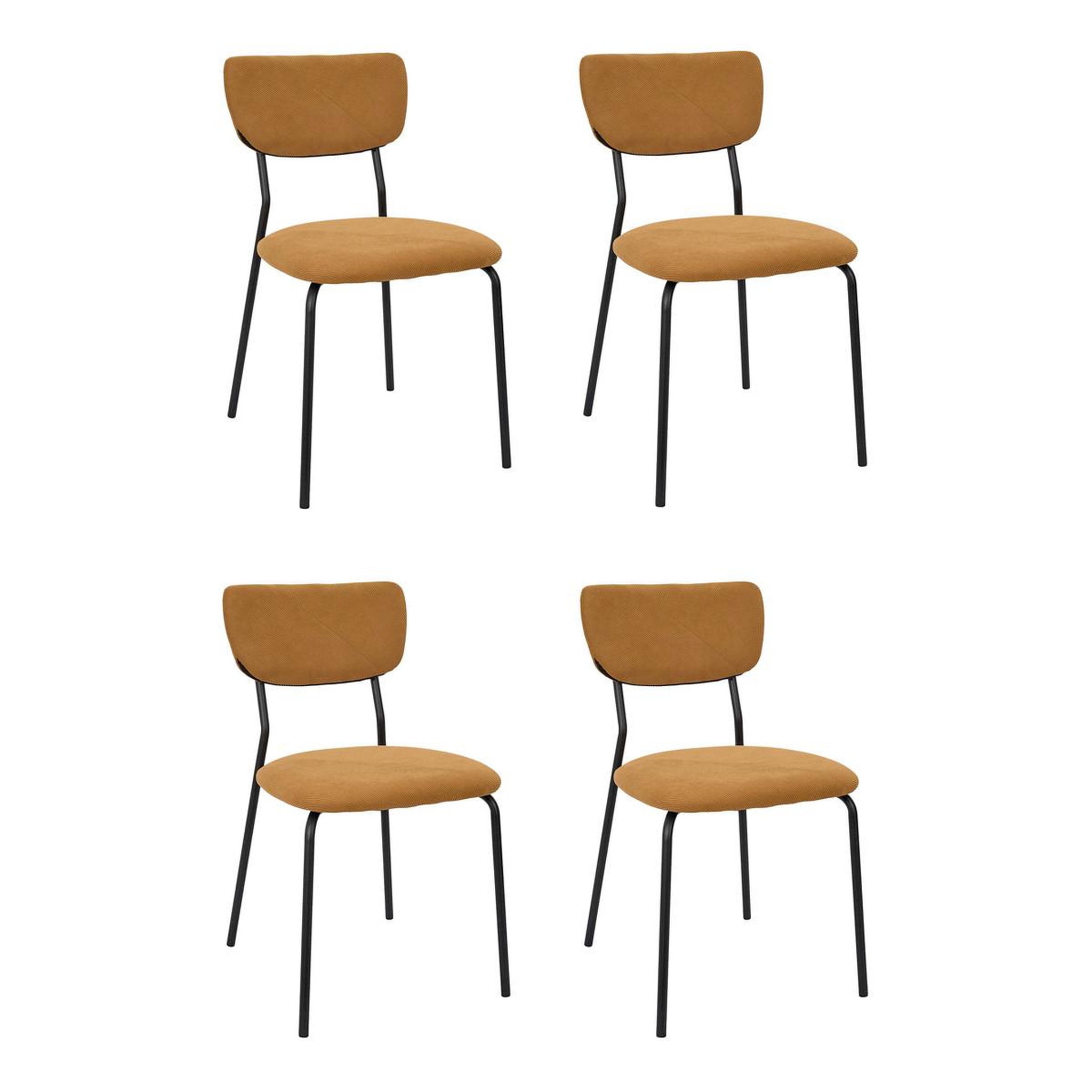 The Home Deco Factory Lot de 4 chaises côtelées  jules  78cm jaune