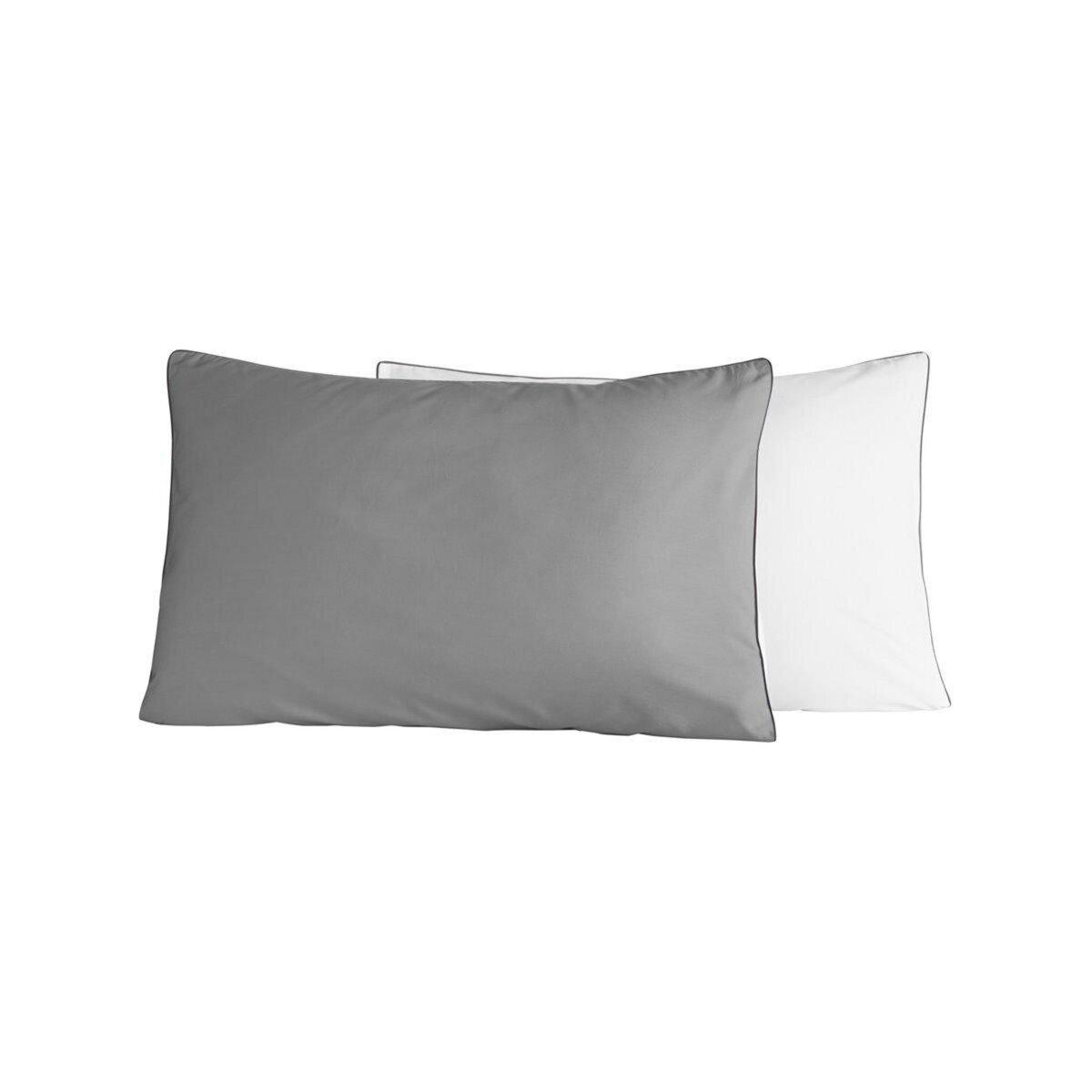 Sensei Maison Lot de 2 taies d'oreiller bicolores en percale coton DOZMARY