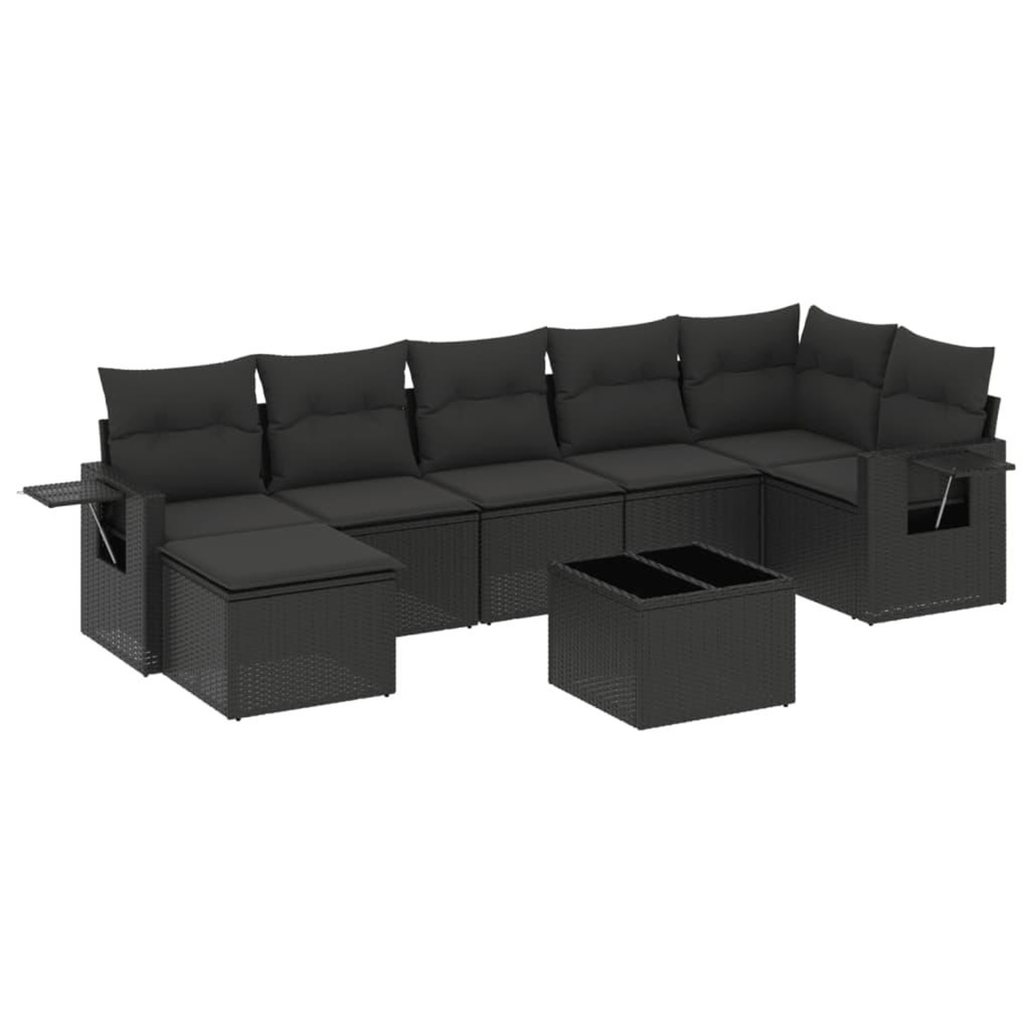 Voir la diapositive 2 : VIDAXL Salon de jardin 8 pcs avec coussins noir resine tressee