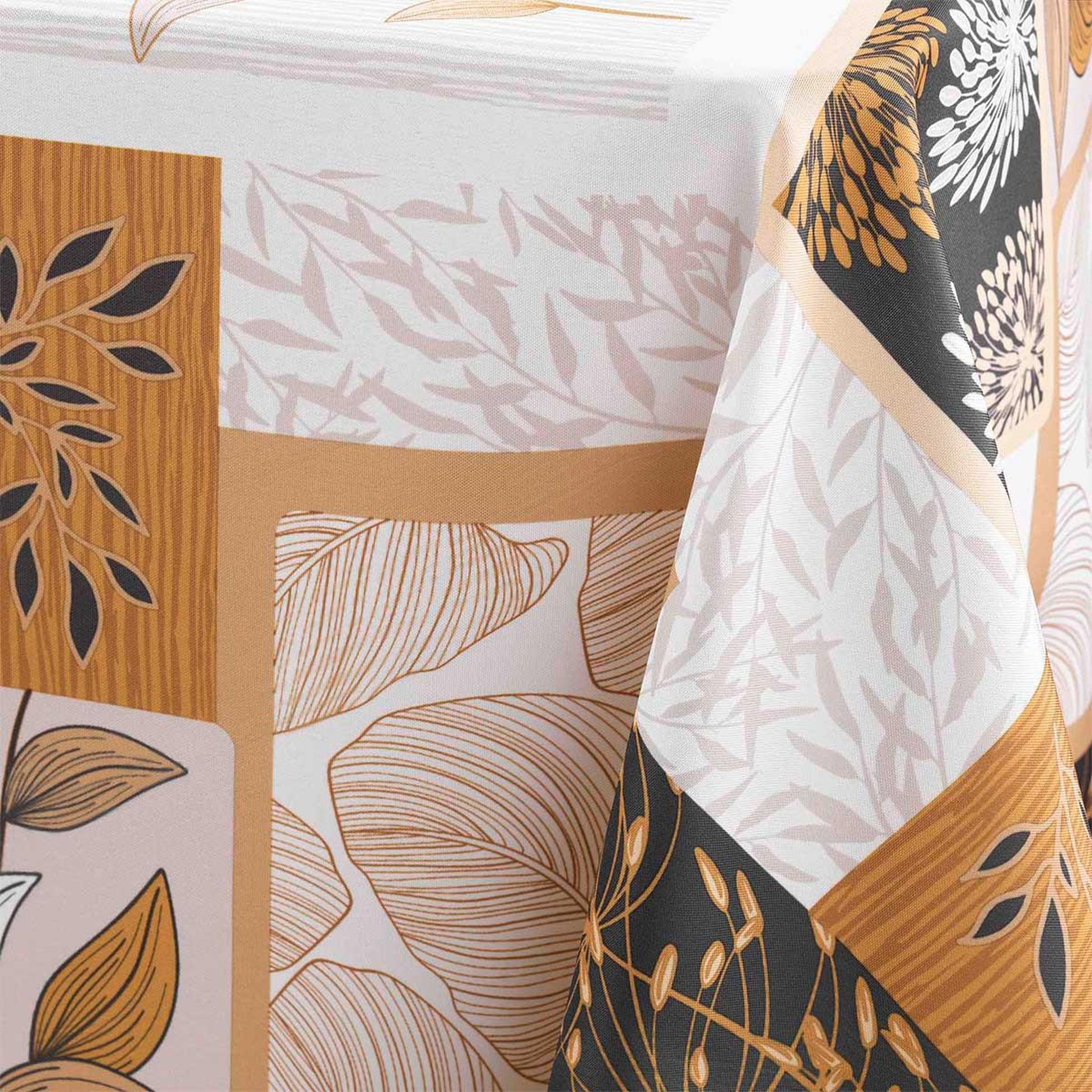 Voir la diapositive 3 : Douceur d'Intérieur Nappe antitache imprimé  faya  150x240cm naturel