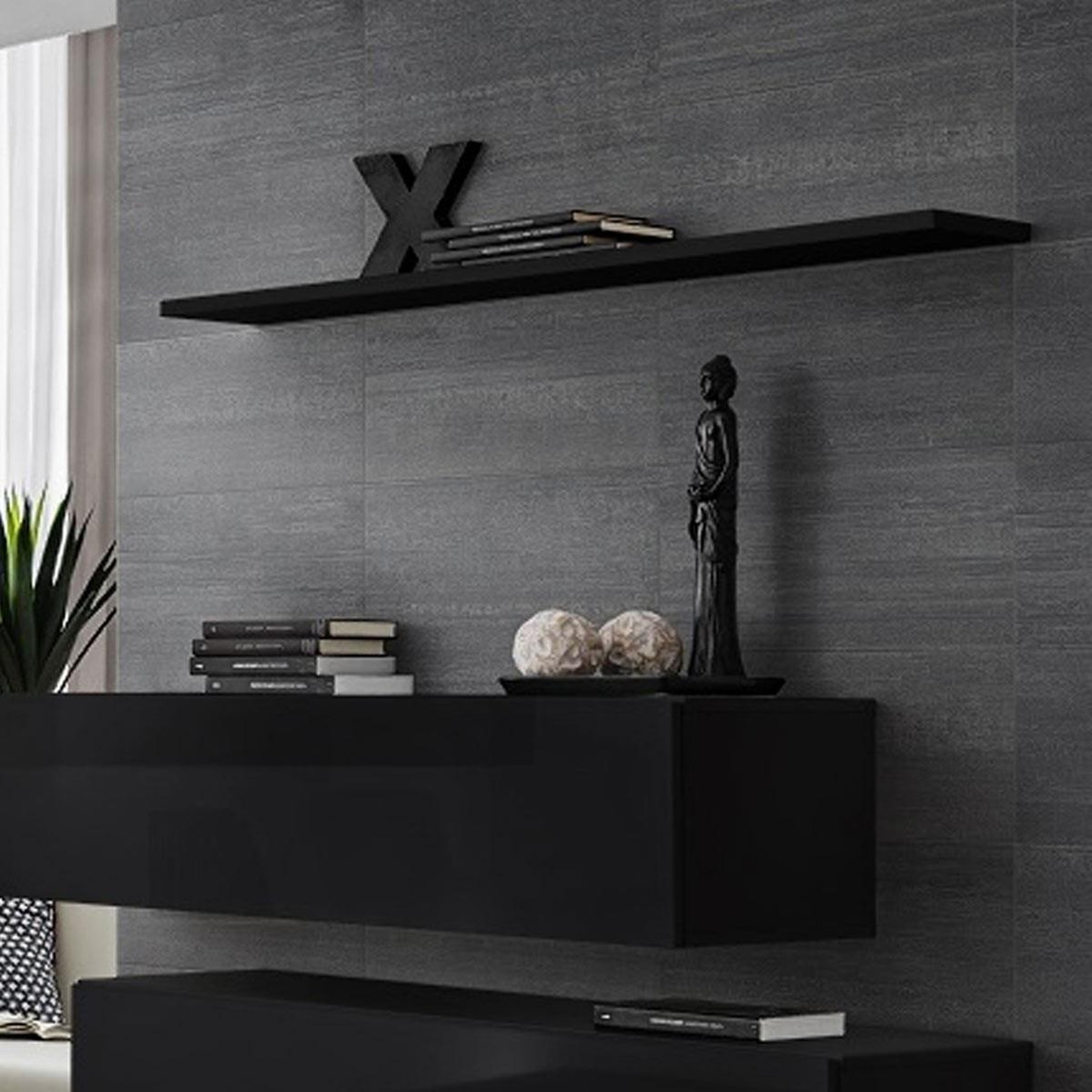Voir la diapositive 3 : Paris Prix Lot de 2 bancs muraux & étagère  switch sbii  130cm noir