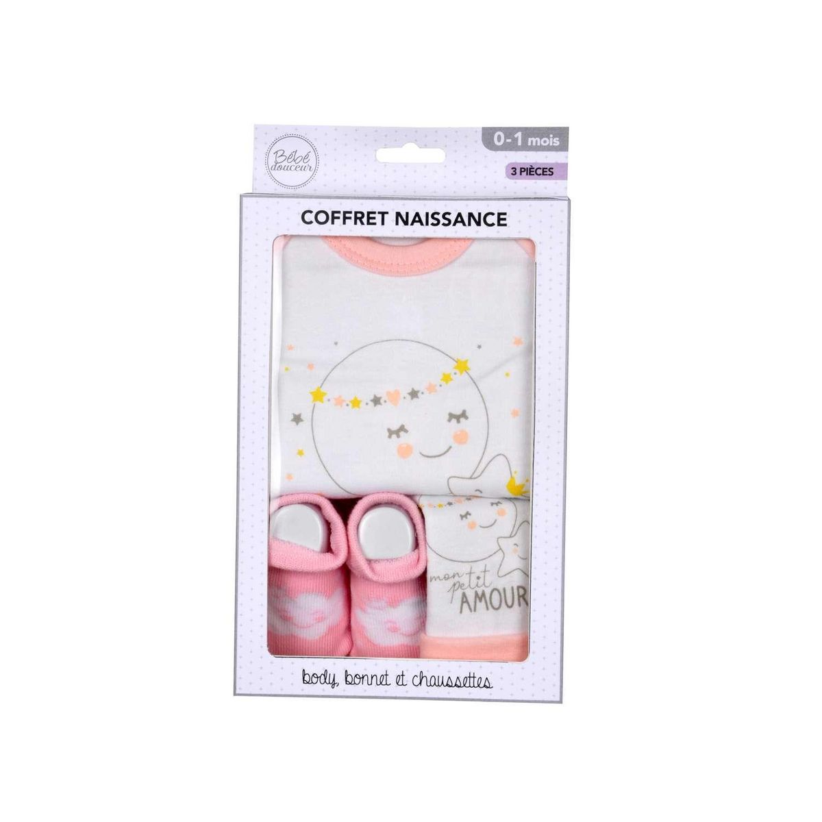 BEBE DOUCEUR Coffret de naissance avec body, bonnet et chaussettes