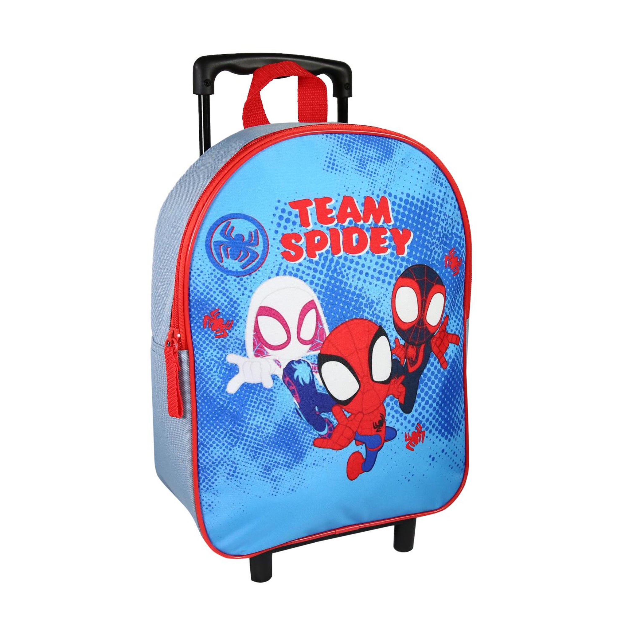 Voir la diapositive 2 : Bagtrotter Bagtrotter - Spiderman - Sac à Dos Scolaire à Roulettes  - Bleu Ciel - 1 Compartiment Zippé - Bretelles Matelassées - 25x12x32cm - Matière Polyester - Sac à Dos Scolaire Maternelle