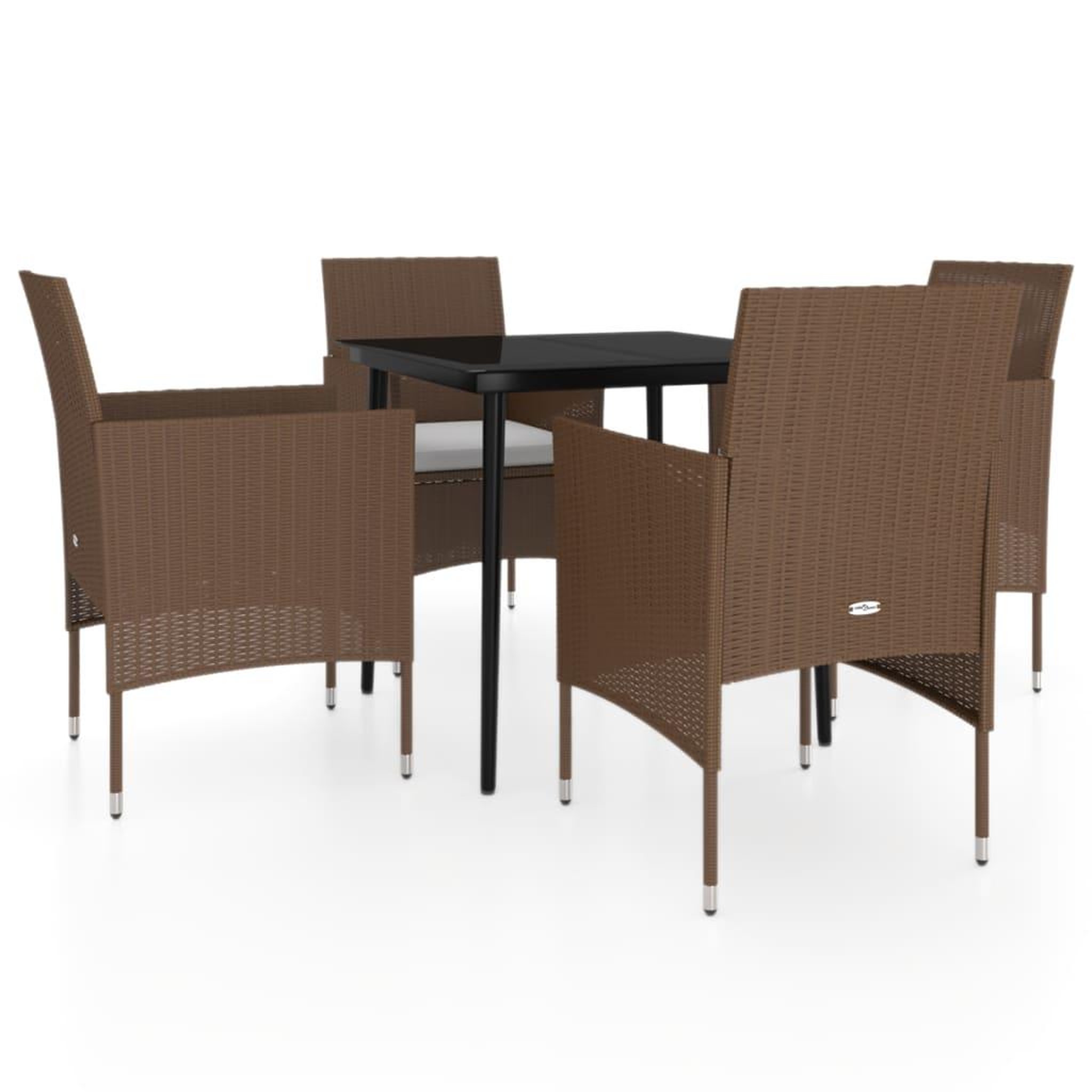 Voir la diapositive 2 : VIDAXL Ensemble a manger de jardin coussins 5 pcs Marron/noir