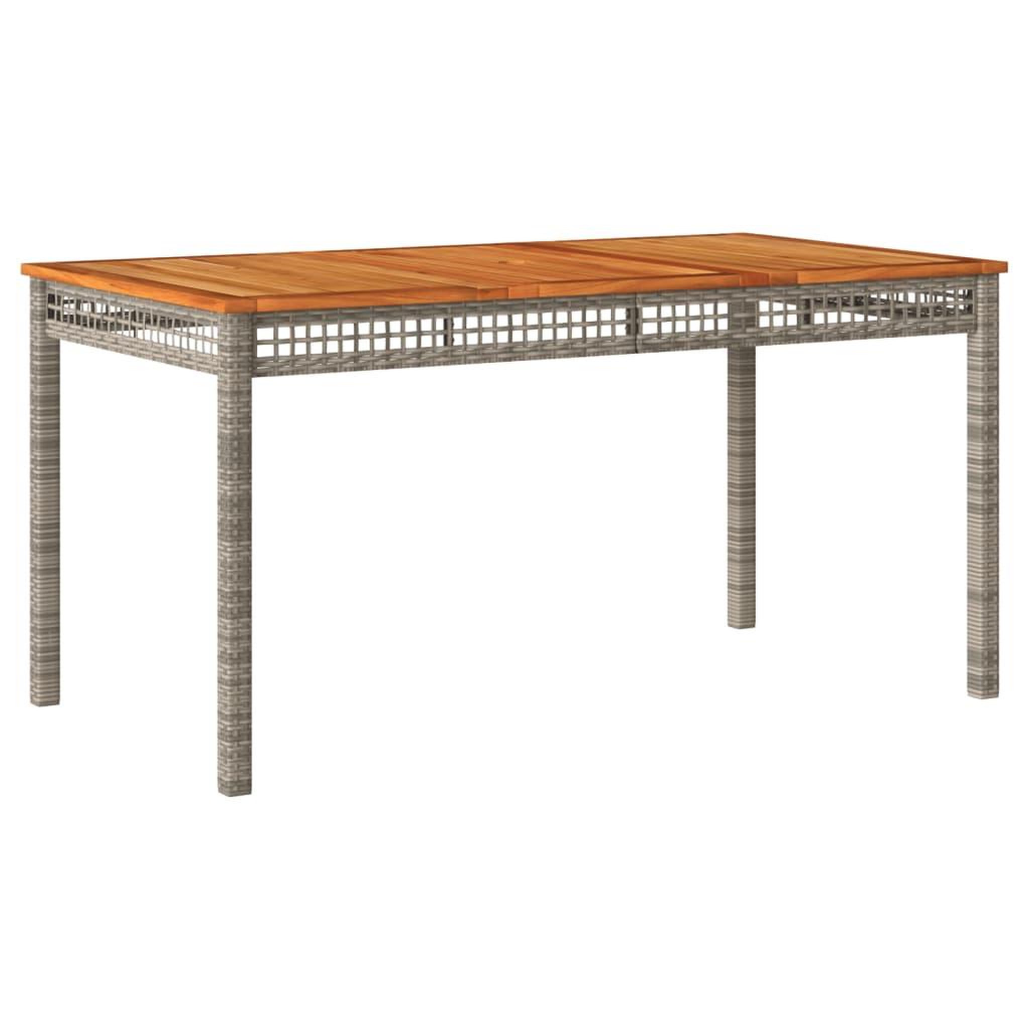 Voir la diapositive 2 : VIDAXL Table de jardin gris 140x80x75 cm resine tressee et bois acacia