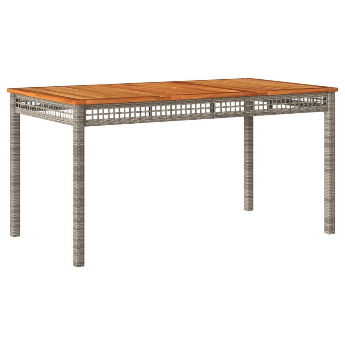 VIDAXL Table de jardin gris 140x80x75 cm resine tressee et bois acacia