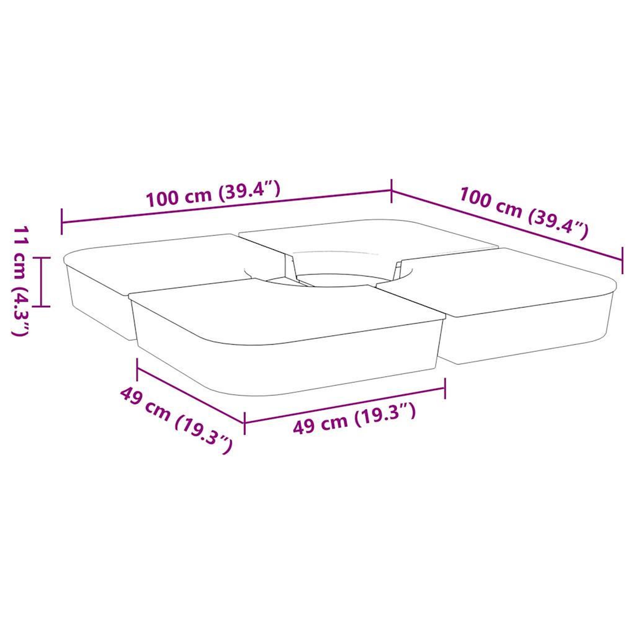 Voir la diapositive 6 : VIDAXL Ensemble de base de parasol pour parasols a pied croise 4pcs PP