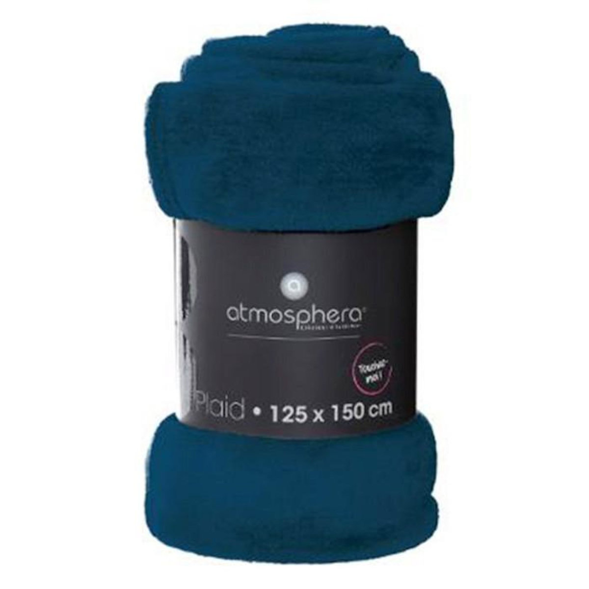 ATMOSPHERA Plaid Doux Uni  Flanel  125x150cm Bleu Égéen