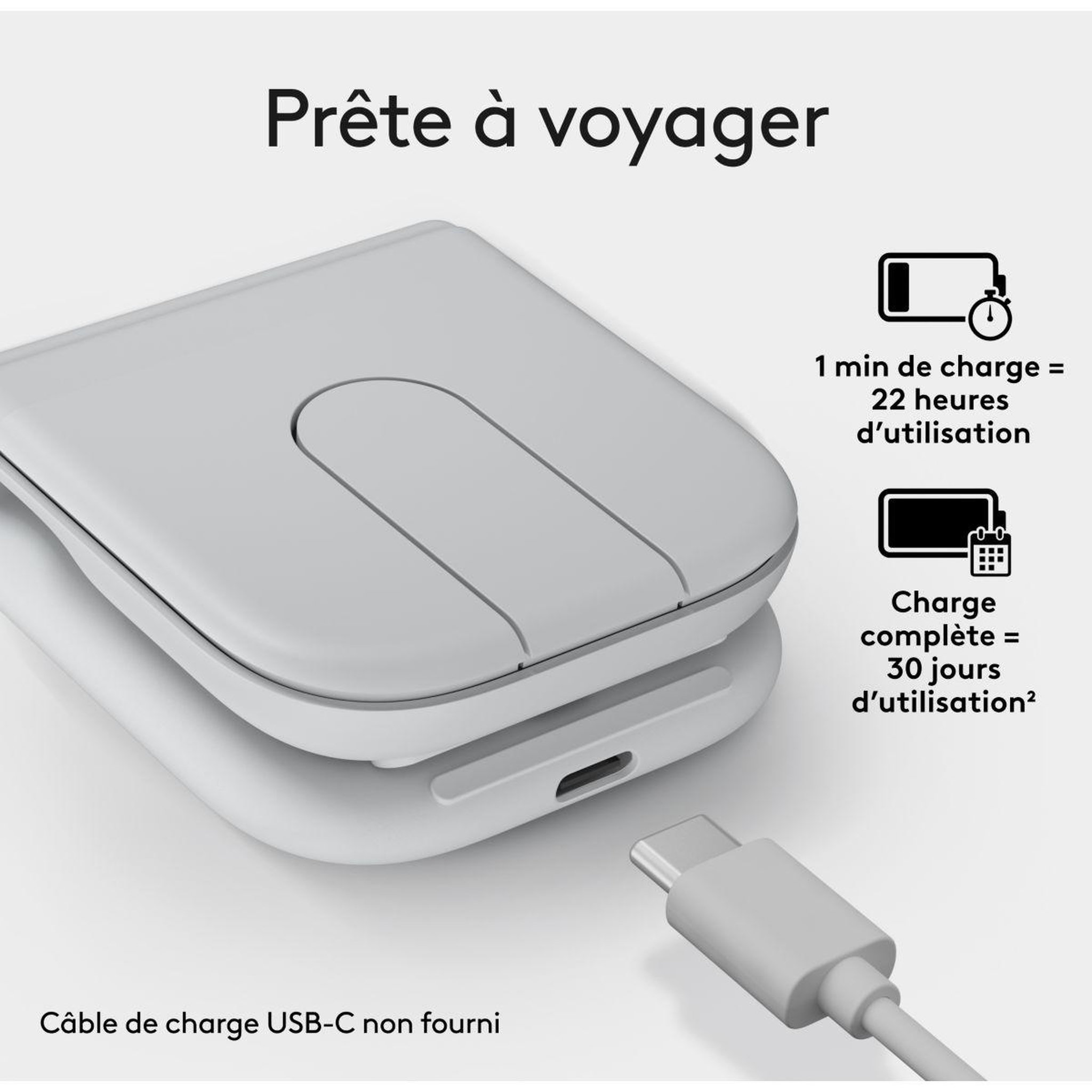 Voir la diapositive 5 : Logitech Souris sans fil Mobi Fold Off White