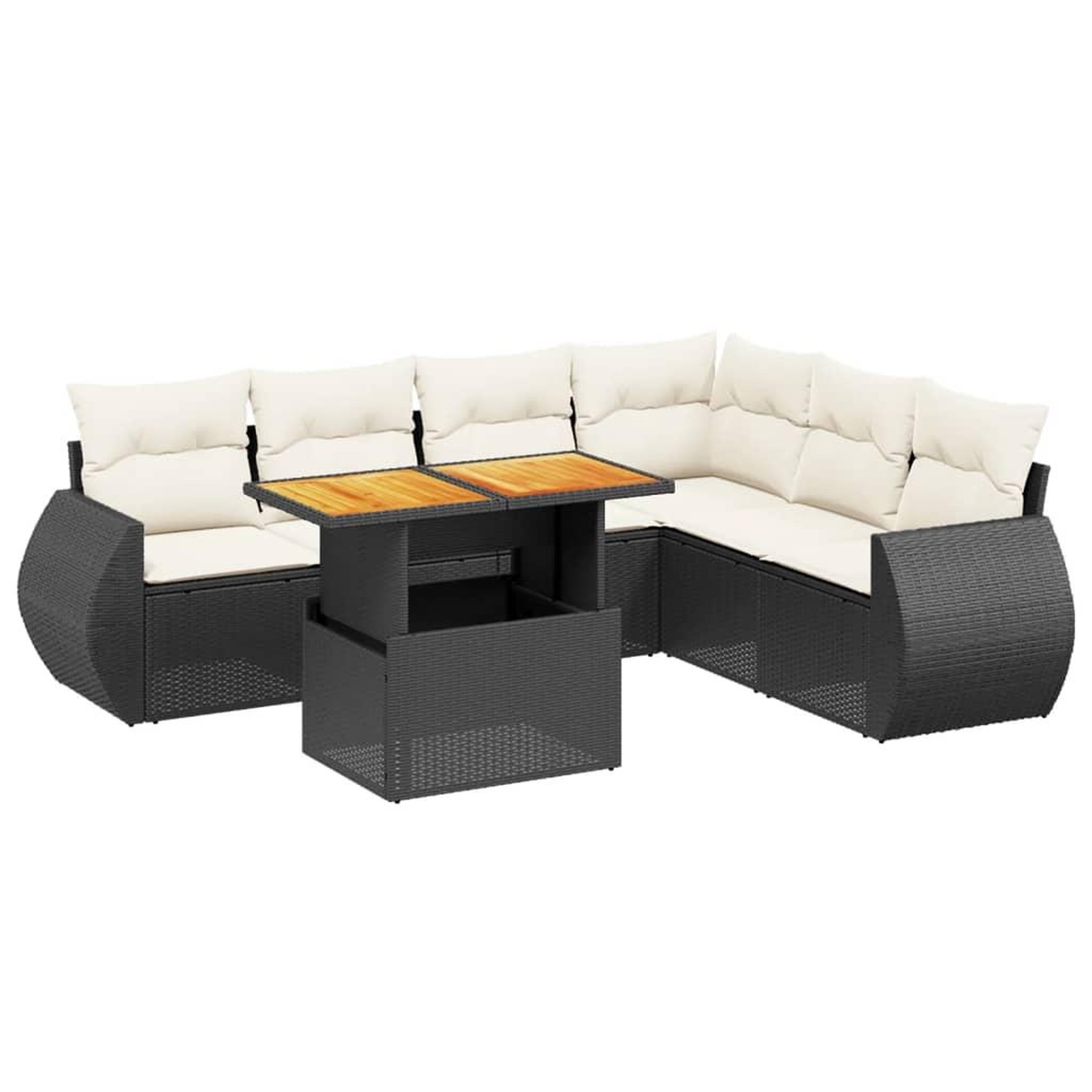 Voir la diapositive 2 : VIDAXL Salon de jardin 7 pcs avec coussins noir resine tressee