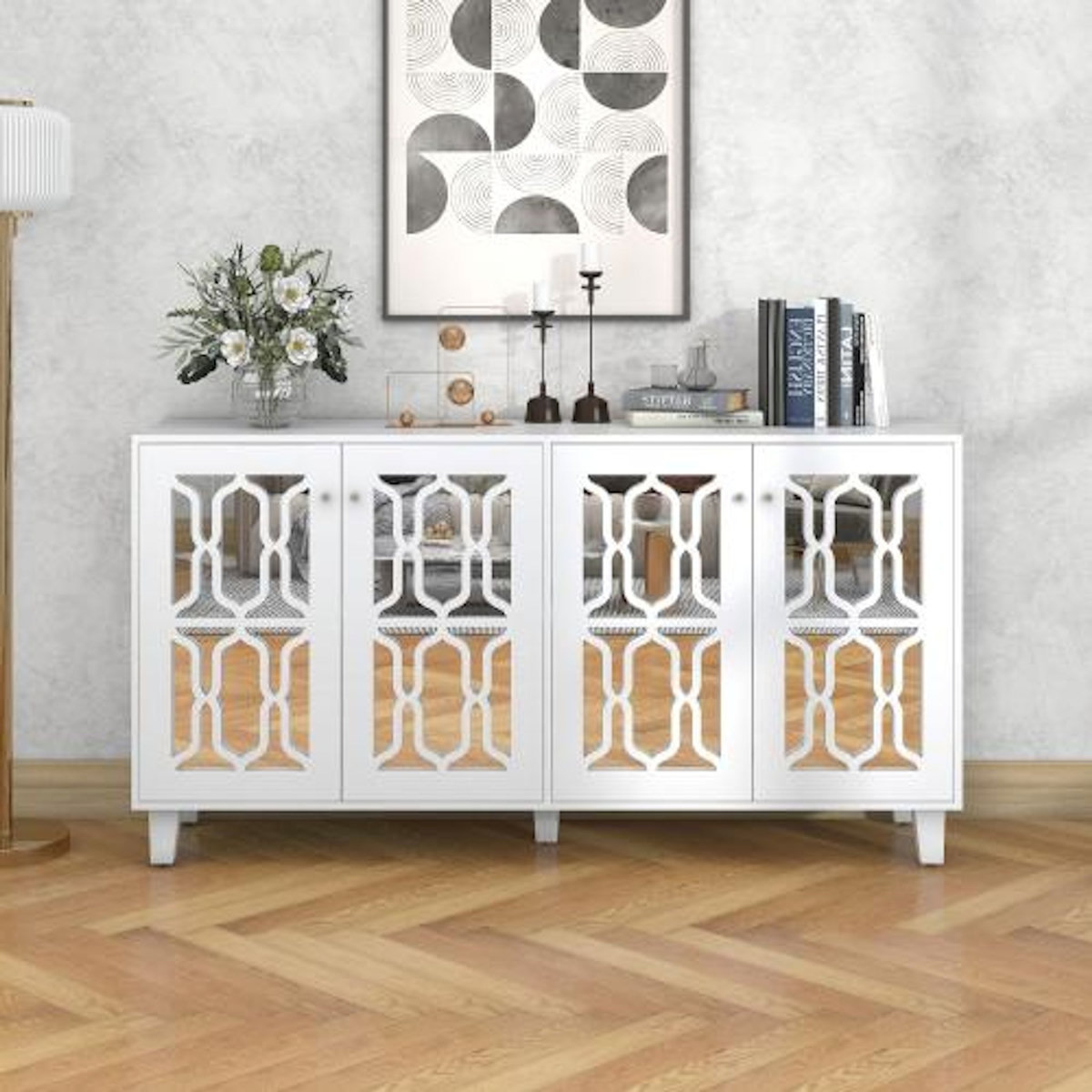 MERAX Buffet 4 porte(s) 0 tiroir(s) - 160 cm blanc mdf